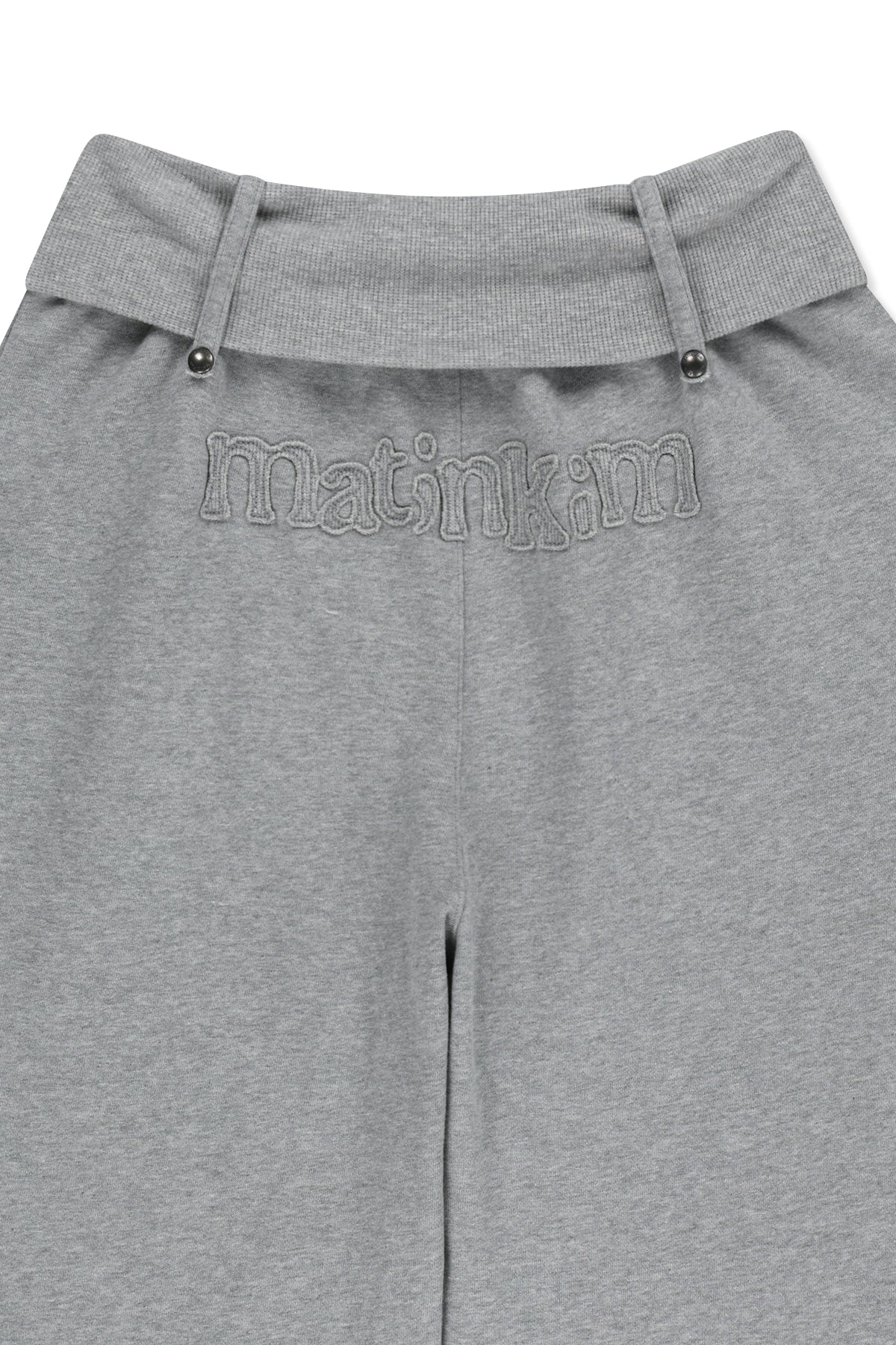 Matin Kim - [Pre-Order – Ships August 24] Mixed Waffle Foldover Waist Jersey Pants (Grey) product image 6 | TRAB K-Fashion Australia