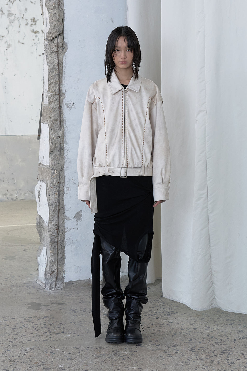 Deinet - Stitch Bomber Jumper (Ivory) product image 1 | TRAB K-Fashion Australia