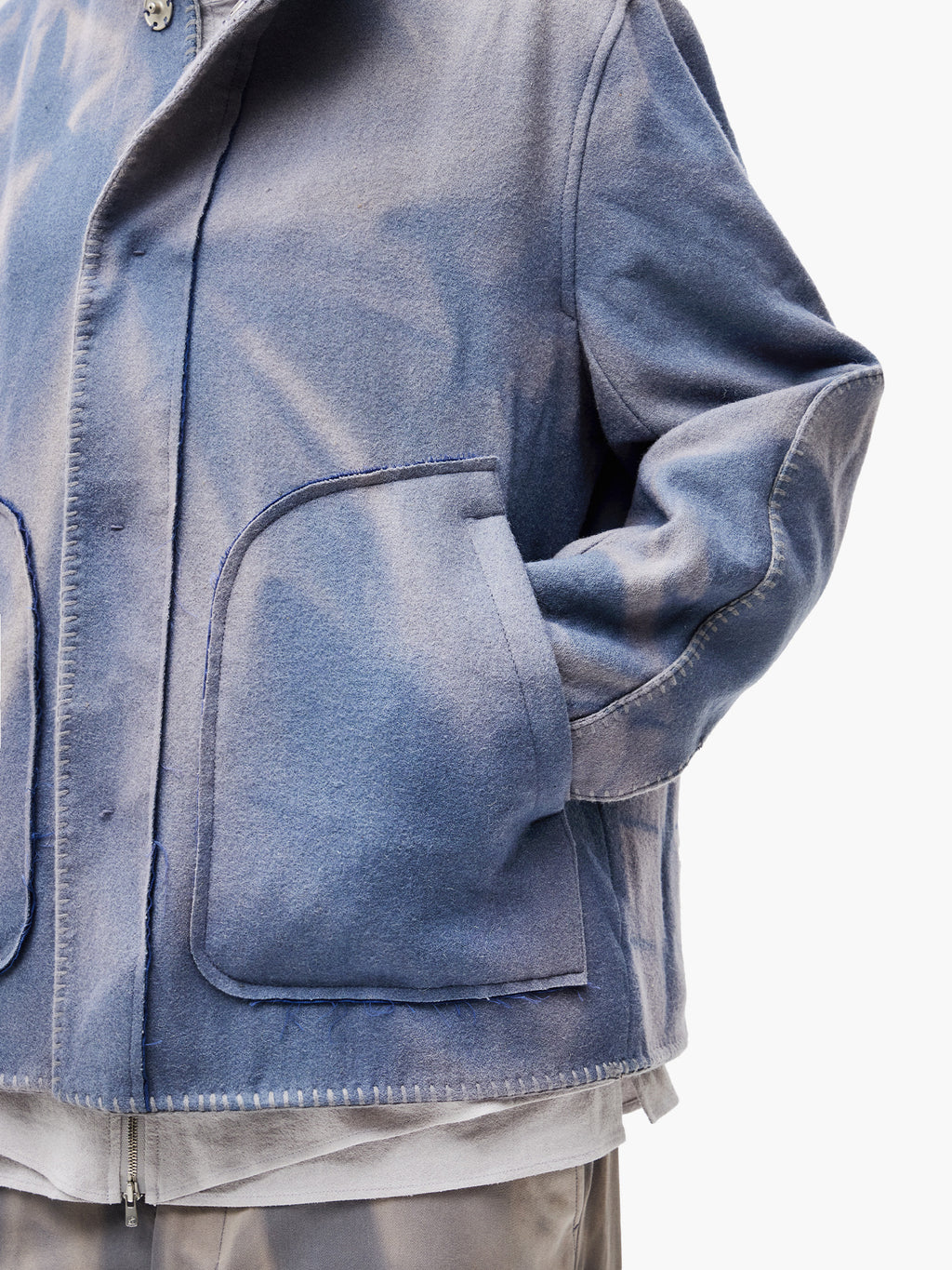 Jiyong Kim - Sun-Bleached Blanket Jacket (Blue) product image 6 | TRAB K-Fashion Australia