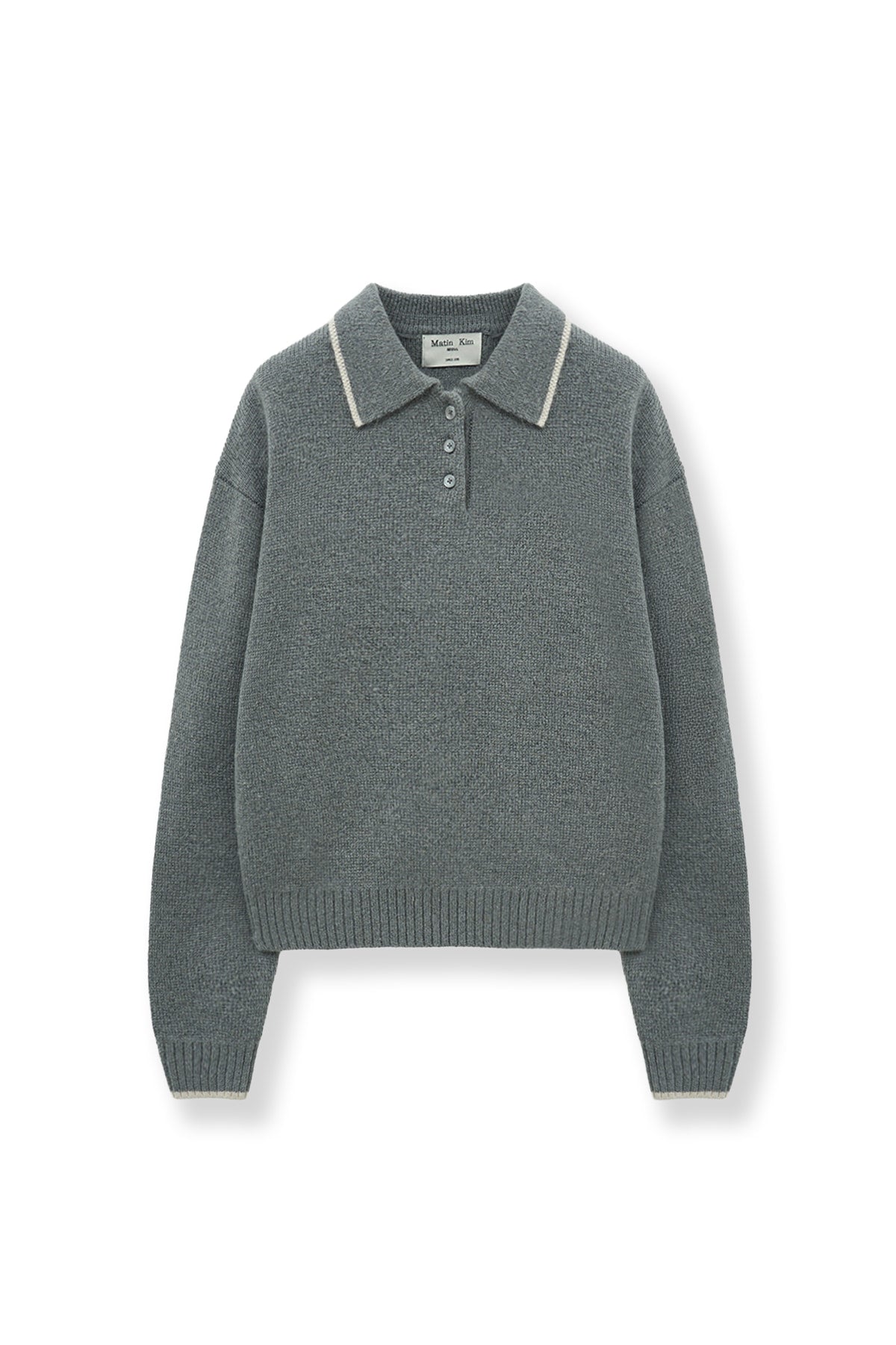 Matin Kim - Back Logo Collar Knit Top (Grey) product image 2 | TRAB K-Fashion Australia