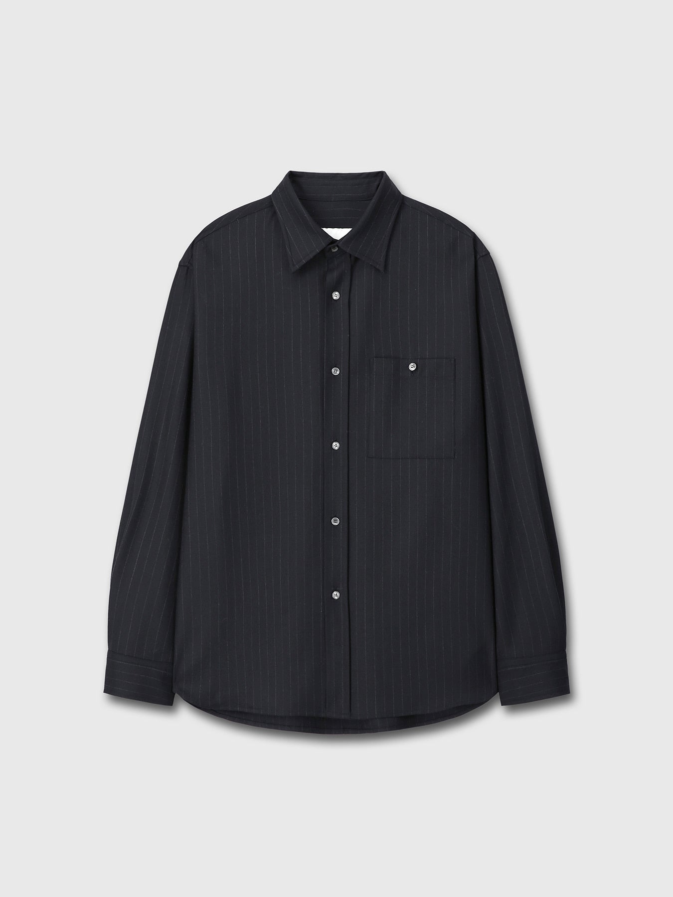 Tonywack - Wool Striped Relaxed Shirt (Navy Pinstripe) product image 9 | TRAB K-Fashion Australia