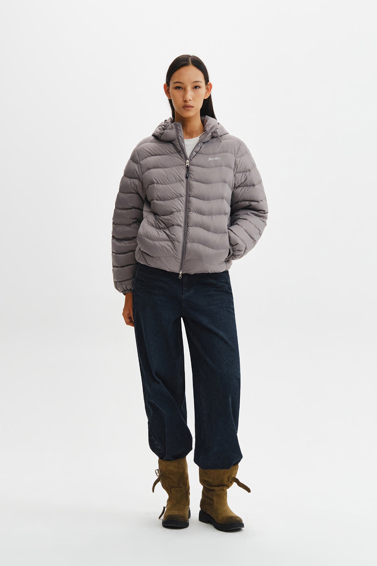 Matin Kim - Flowing Quilted Hoody Down Jumper (Light Grey) product image 12 | TRAB K-Fashion Australia
