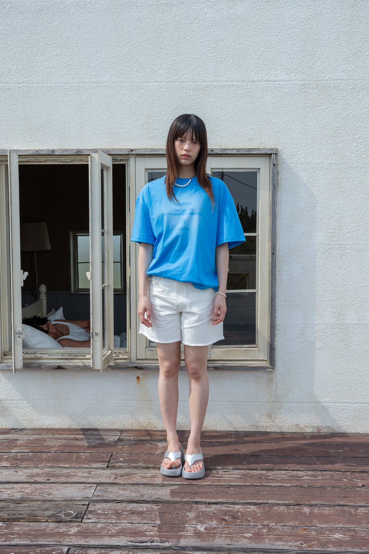 Matin Kim - Pairing Logo Printing Top (Blue) product image 6 | TRAB K-Fashion Australia