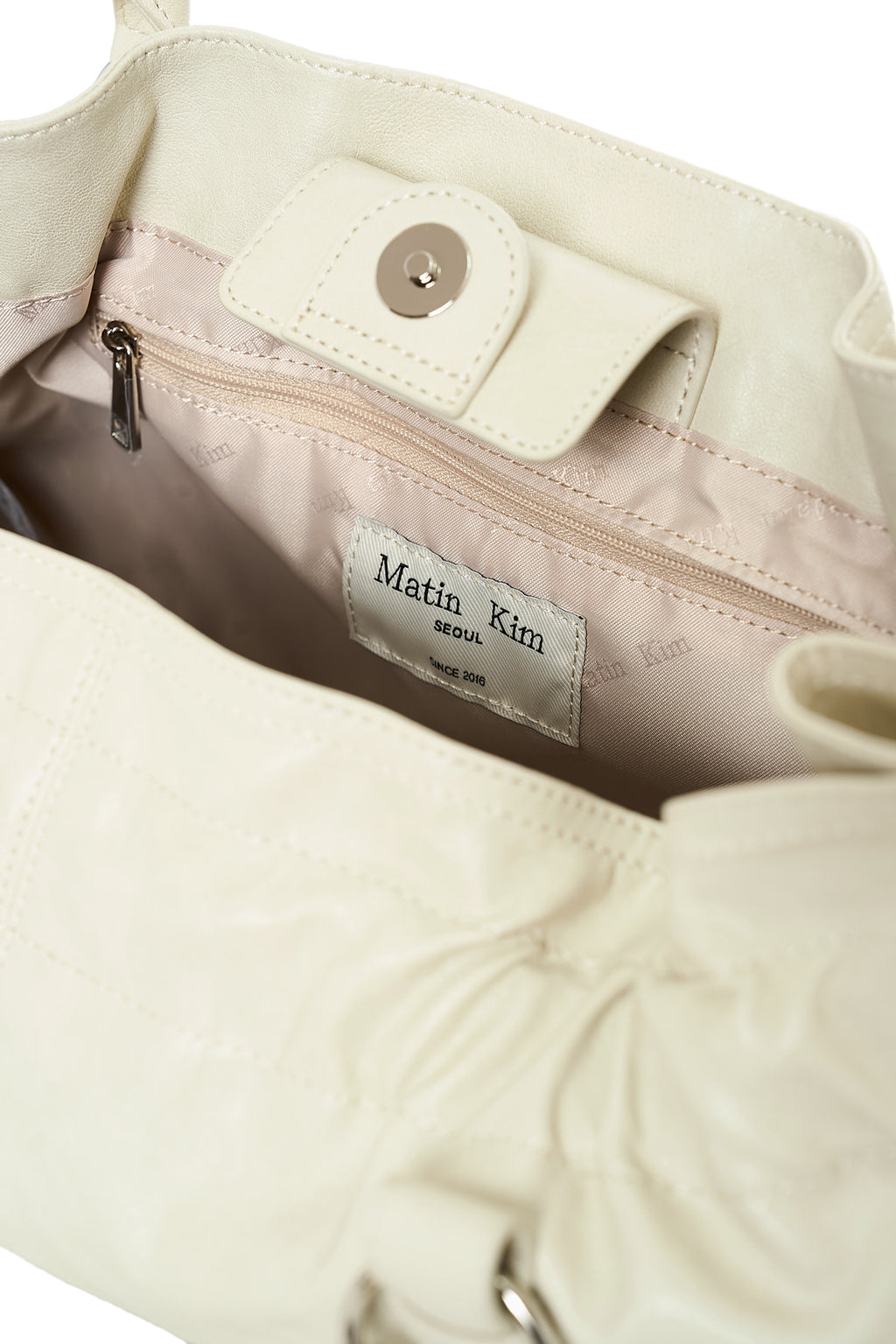 Matin Kim - [Pre-Order – Ships June 22] Shirring Tie Buckle Shoulder Bag (Beige) product image 5 | TRAB K-Fashion Australia