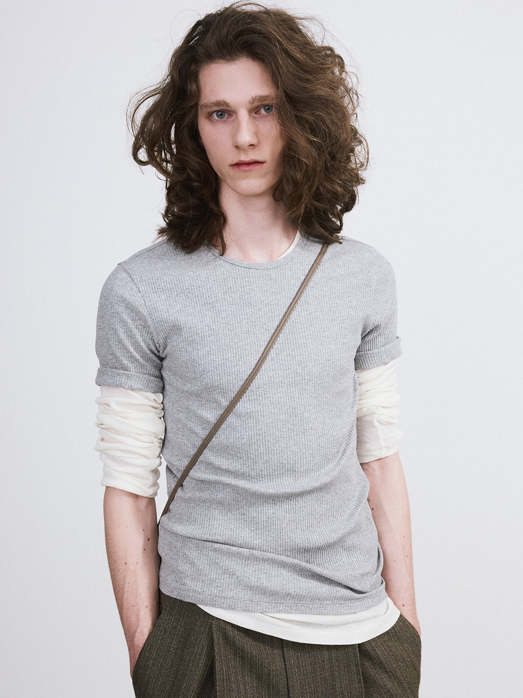 Recto - Ribbed Jersey Top (Melange Grey) product image 1 | TRAB K-Fashion Australia