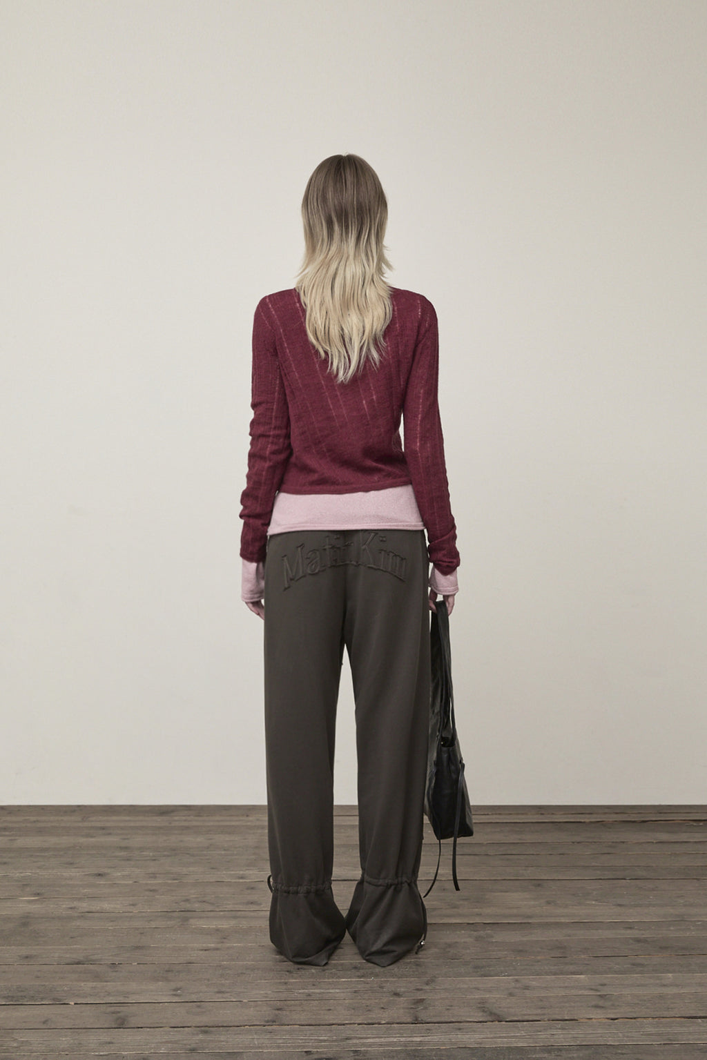 Matin Kim - Diagonal Texture Knit Top (Burgundy) product image 7 | TRAB K-Fashion Australia