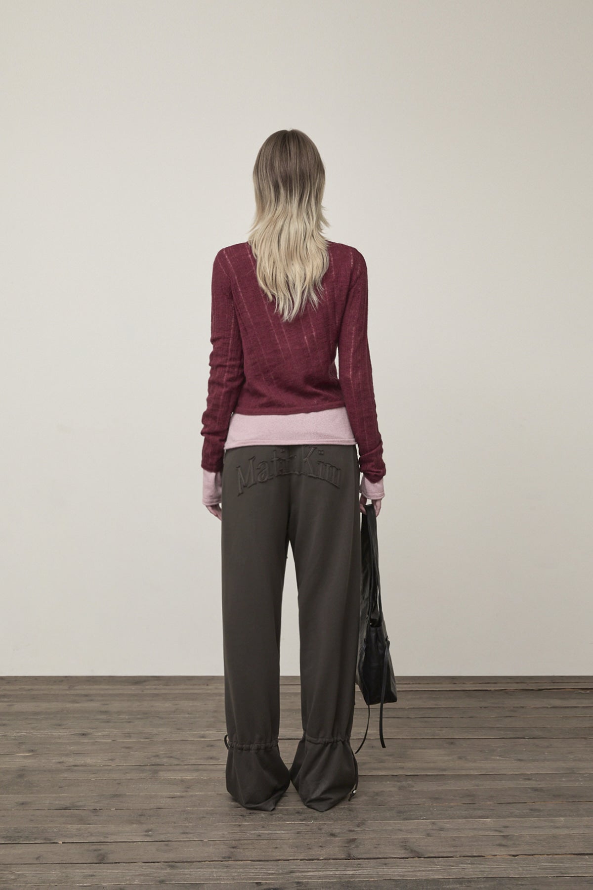 Matin Kim - Diagonal Texture Knit Top (Burgundy) product image 7 | TRAB K-Fashion Australia