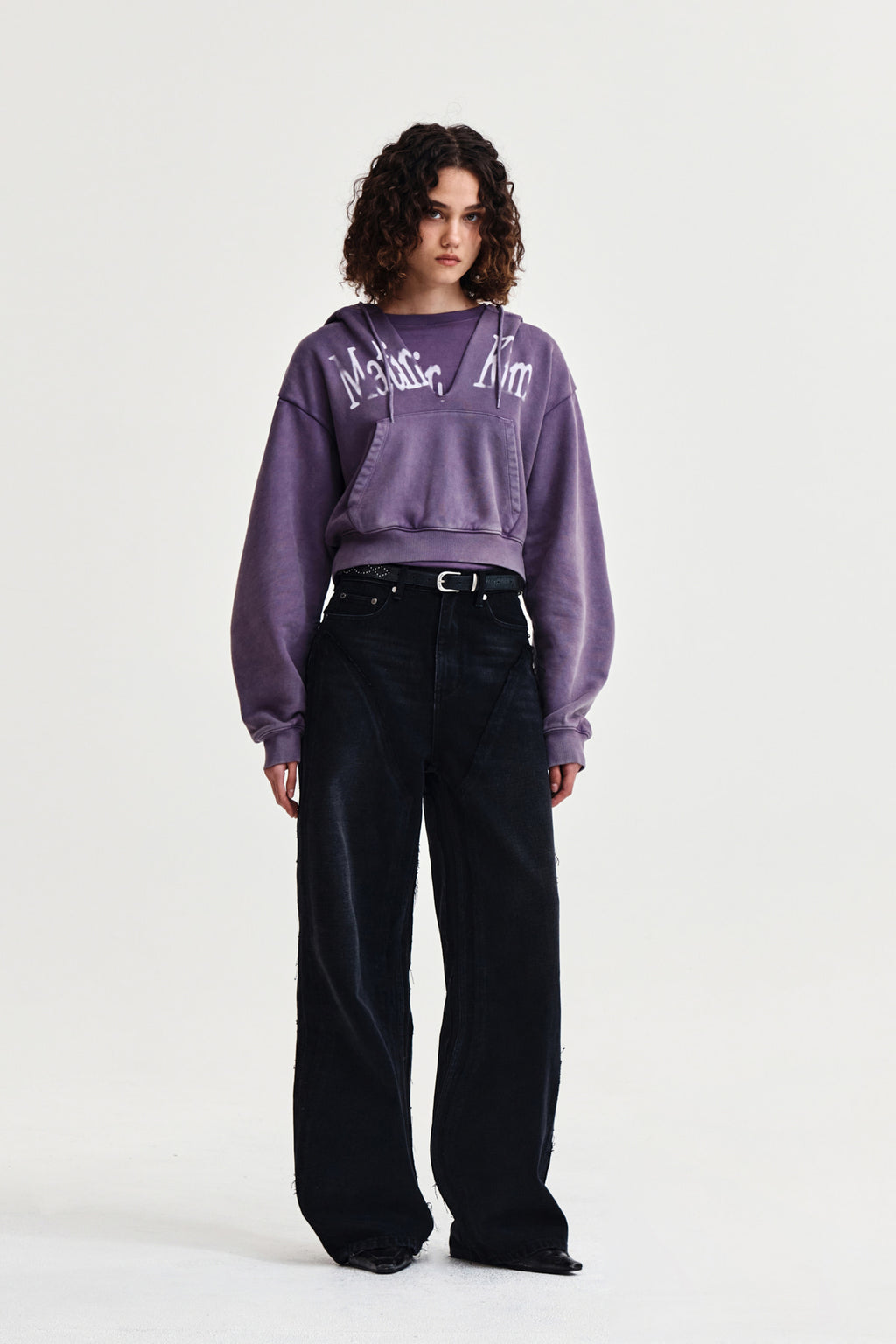 Matin Kim - Washed Layered Crop Hoody (Purple) product image 8 | TRAB K-Fashion Australia