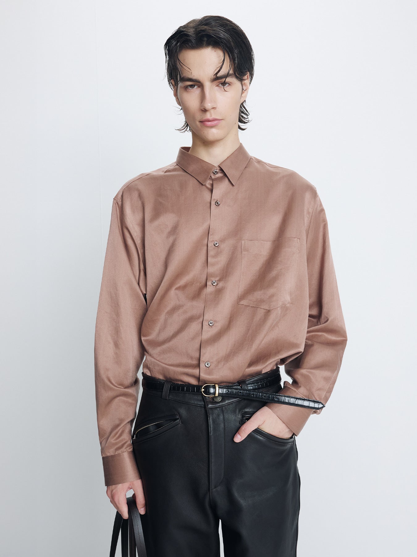 Tonywack - Silk Cotton Essential Shirt (Bronze Pink) product image 4 | TRAB K-Fashion Australia