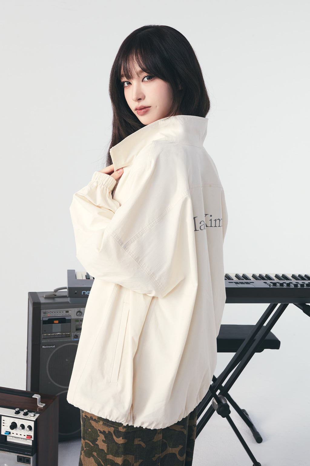 Matin Kim - Back Logo High Neck Jumper (Cream) product image 1 | TRAB K-Fashion Australia
