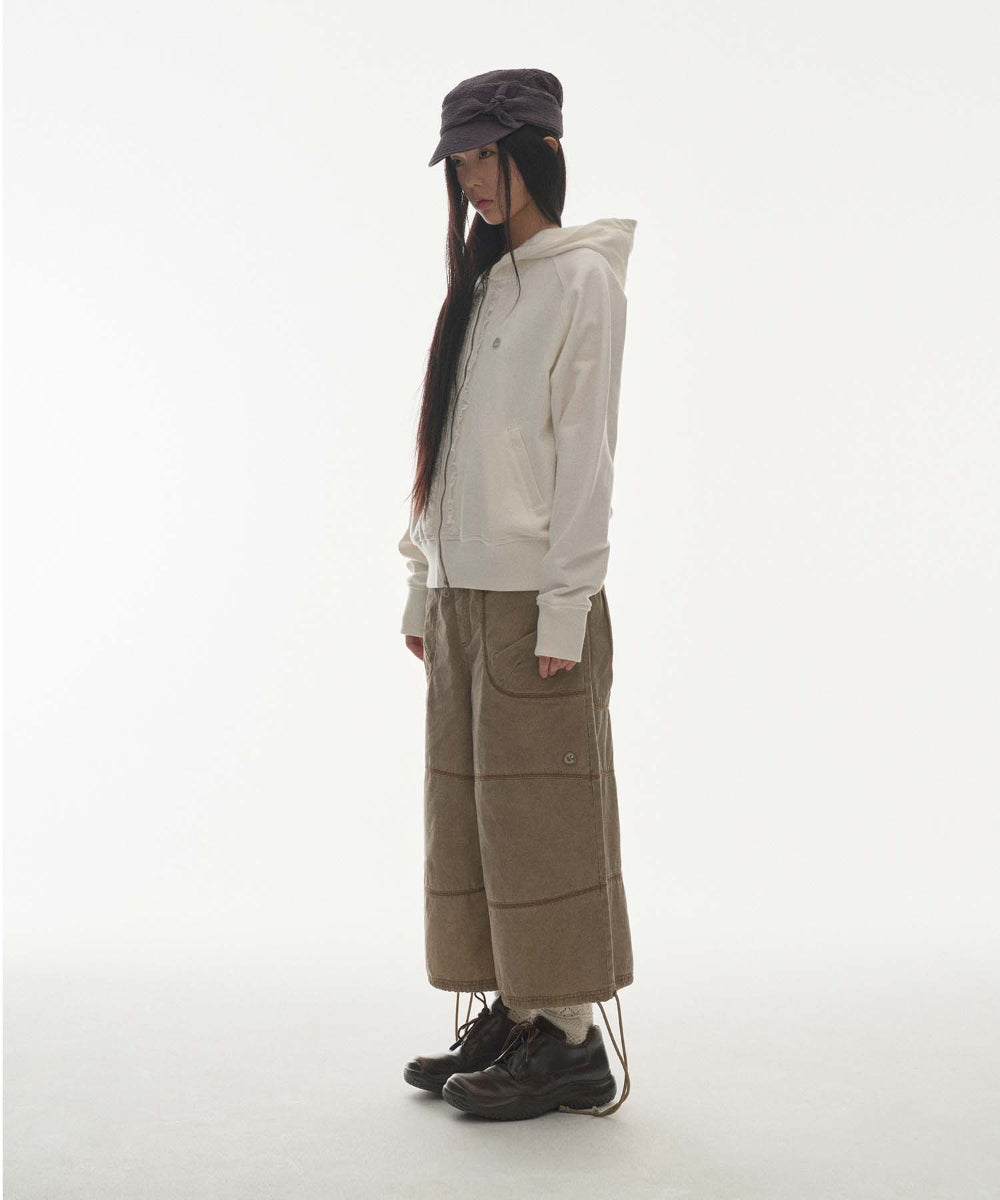 Coyseio - Ruffle Lace Hood Zip-Up (White) product image 6 | TRAB K-Fashion Australia