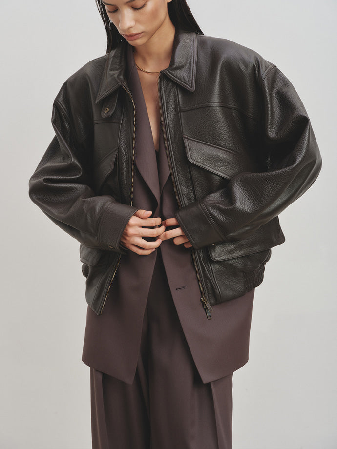 Tonywack - Lamb Leather Bomber Jacket (Dark Brown) product image 9 | TRAB K-Fashion Australia