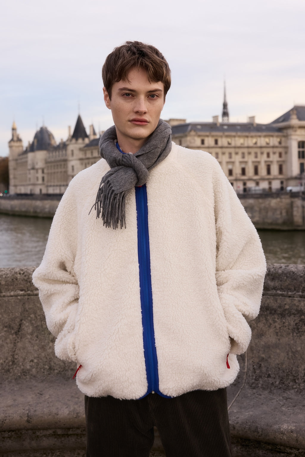 STU - Fleece Zip-Up Jacket In (Ivory) product image 4 | TRAB K-Fashion Australia