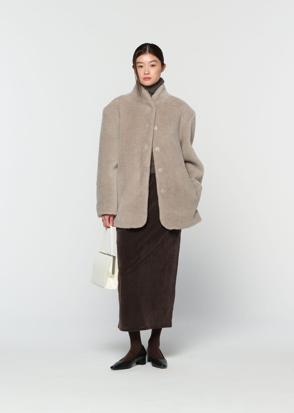 Amomento - shearling mid jacket (Grey) product image 6 | TRAB K-Fashion Australia