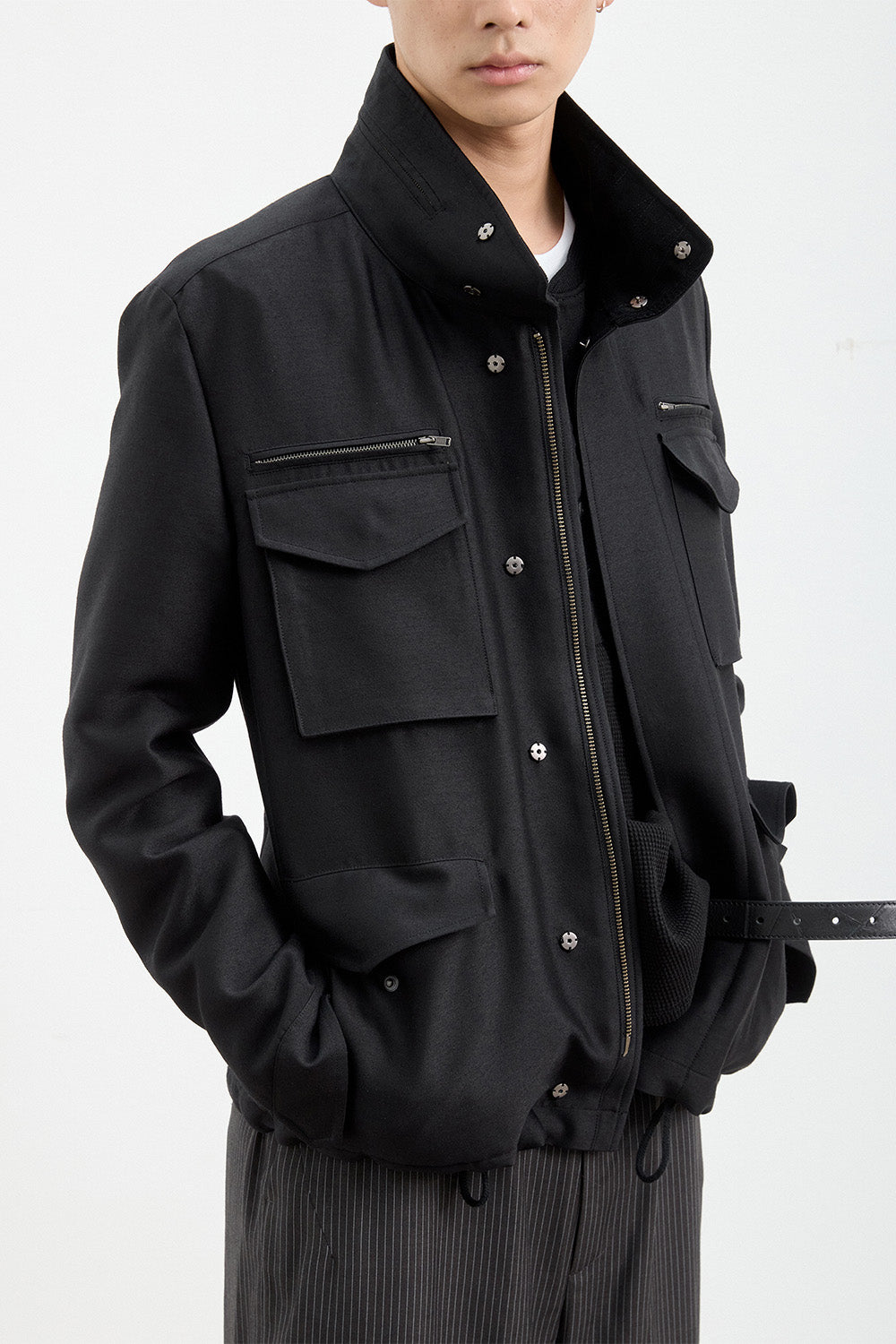 Hatchingroom - Silent M65 Jacket (Wool/Silk Black) product image 14 | TRAB K-Fashion Australia