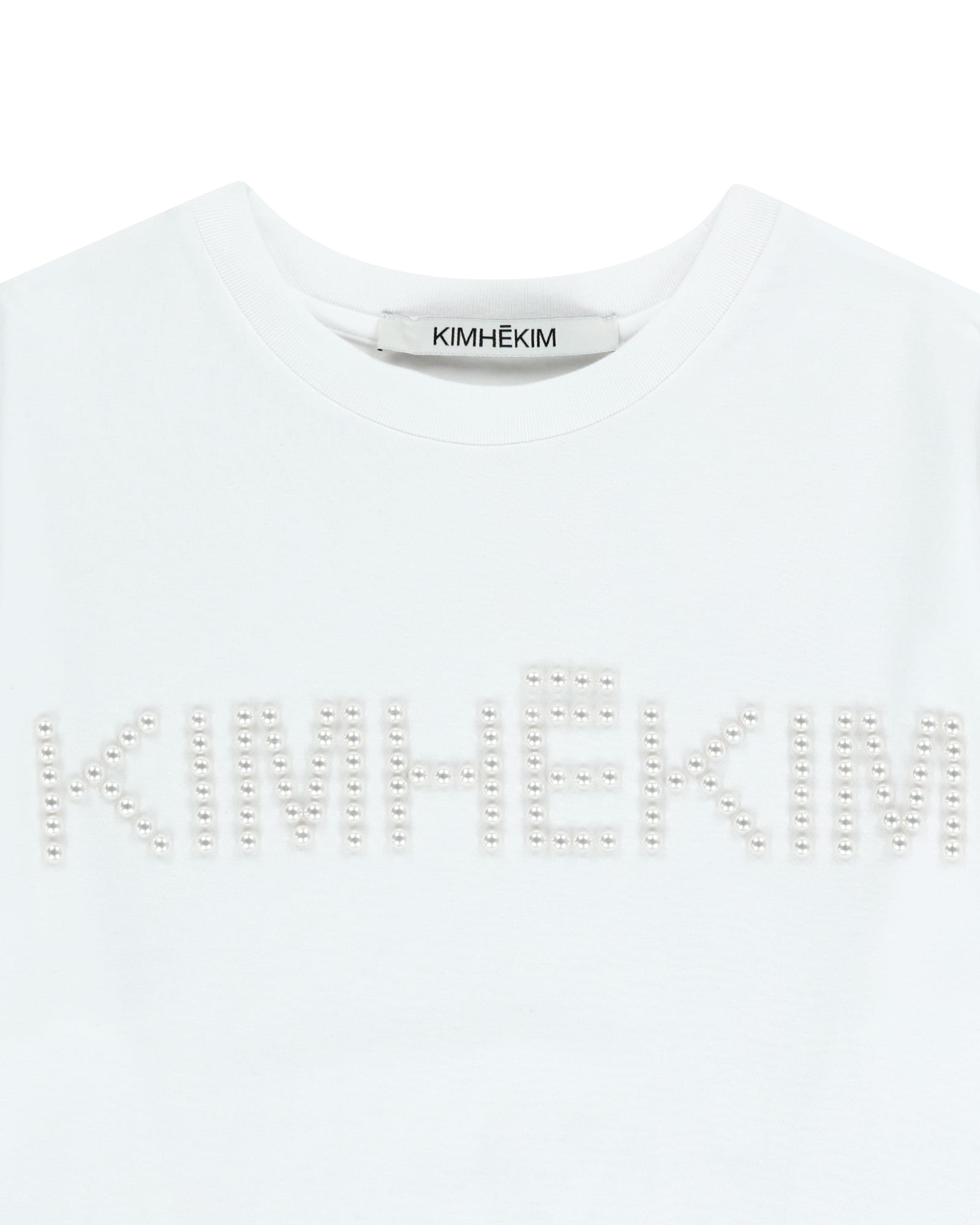Kimhe Kim - Logo T-Shirt With Pearl Embellishment (White) product image 13 | TRAB K-Fashion Australia