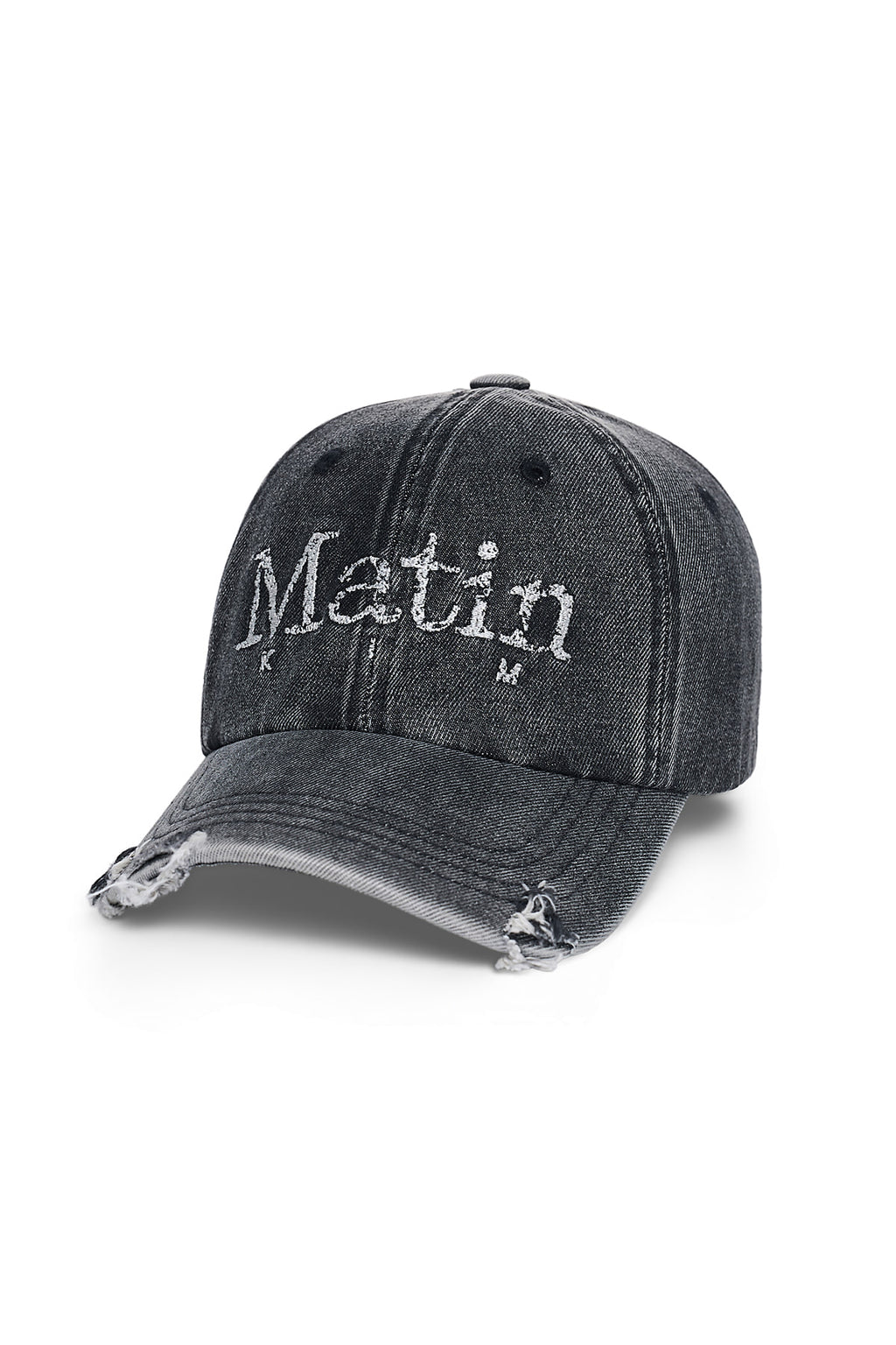Matin Kim - [Pre-Order – Ships September 30] Vintage Distressed Denim Ball Cap (Black) product image 3 | TRAB K-Fashion Australia