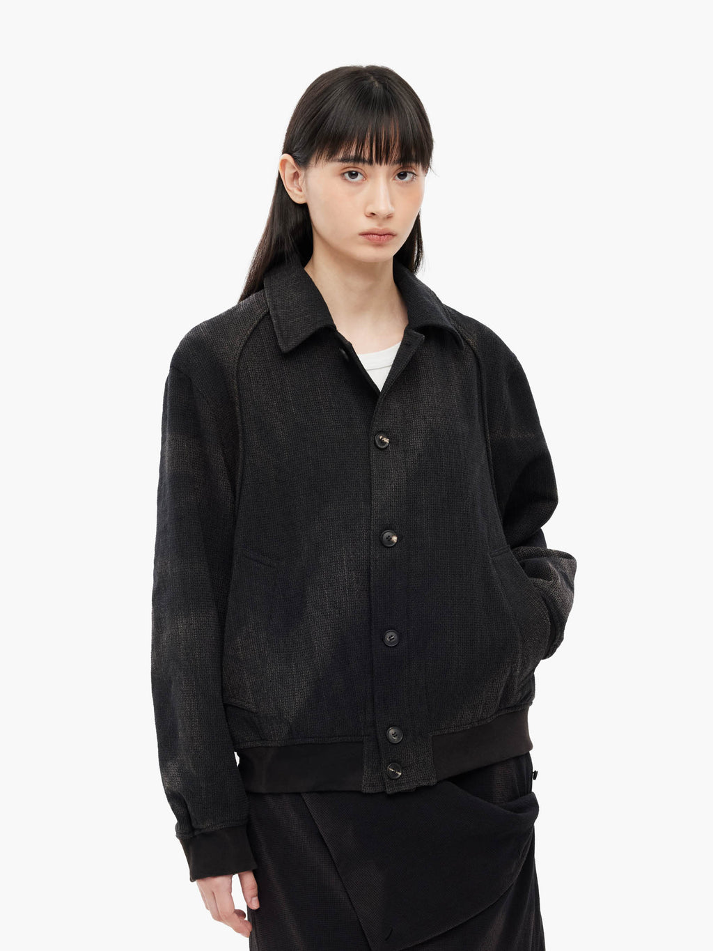 Jiyong Kim - Sun-Bleached Ribbed Blouson (Black) product image 5 | TRAB K-Fashion Australia