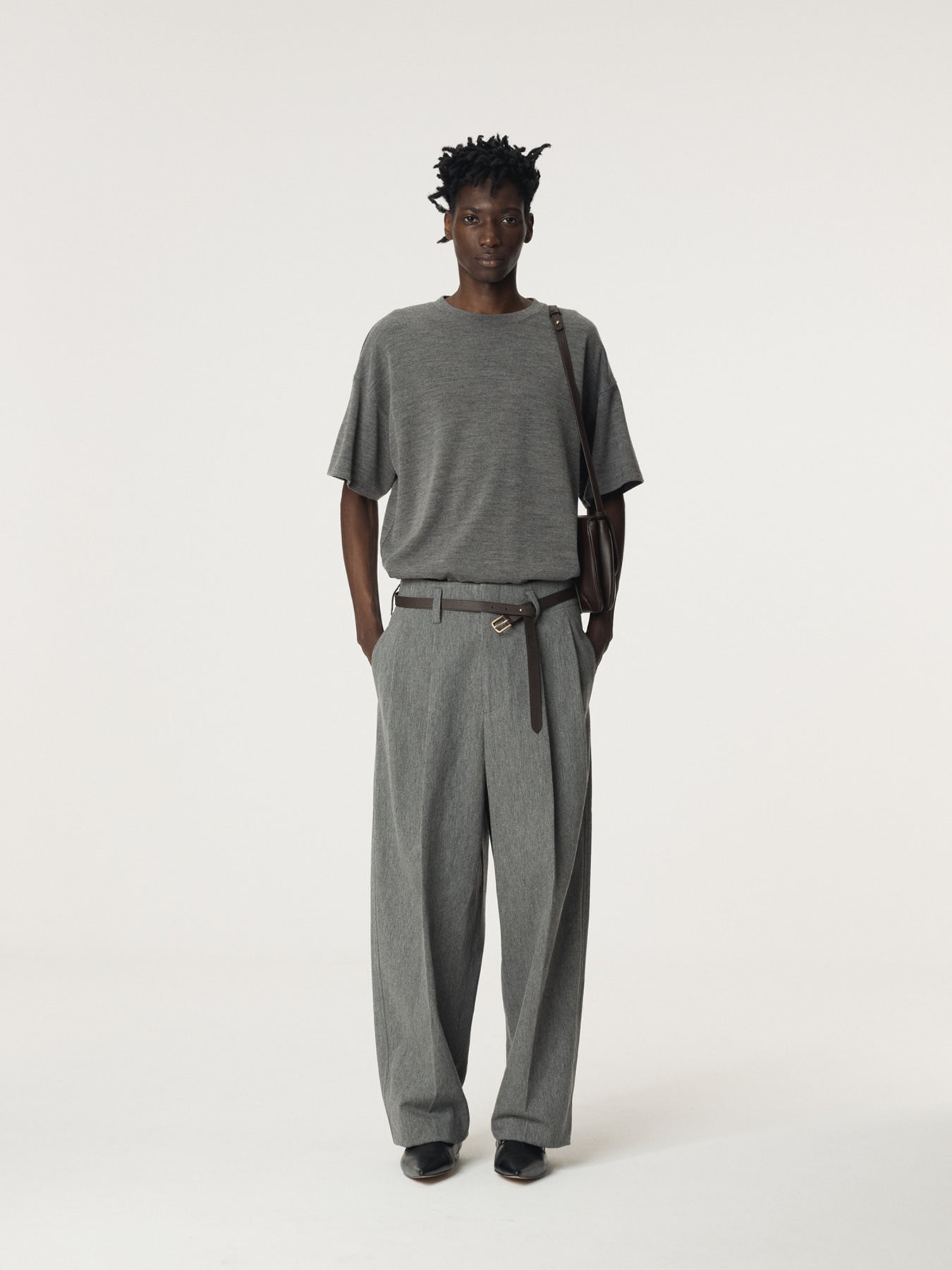 Recto - Back Logo Wool T-Shirt (Melange Grey) product image 2 | TRAB K-Fashion Australia