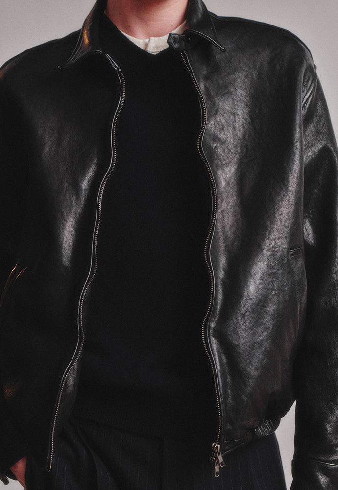 Art if acts - Washed Vegetable Leather Swing Jacket (Black) product image 3 | TRAB K-Fashion Australia