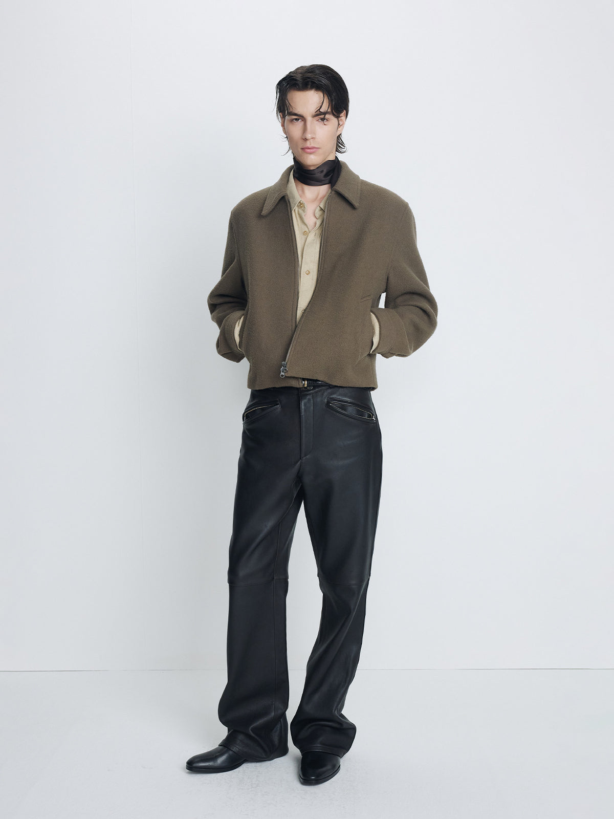 Tonywack - Brushed Wool Zippered Jacket (Dusty Olive) product image 1 | TRAB K-Fashion Australia
