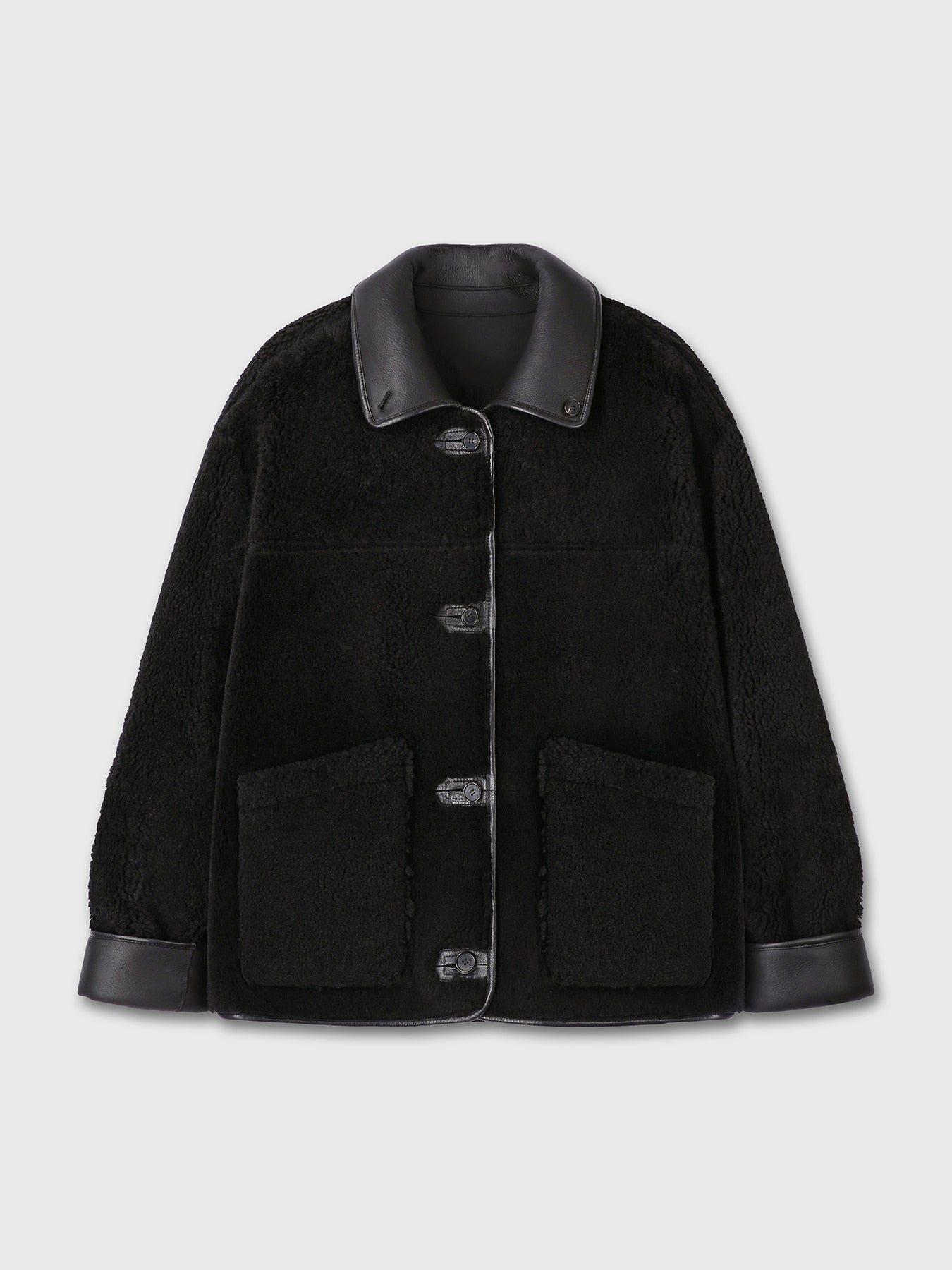 Tonywack - Lamb Leather Reversible Shearling Jacket (Black) product image 15 | TRAB K-Fashion Australia