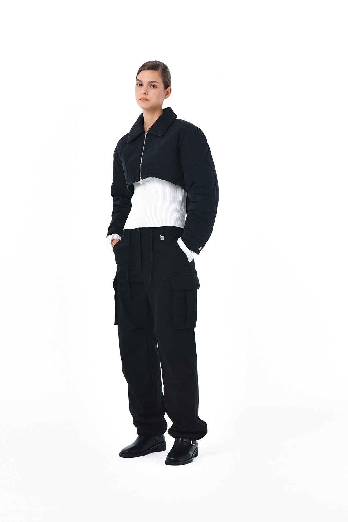 Matin Kim - Bolero Short Padding Jumper (Black) product image 8 | TRAB K-Fashion Australia