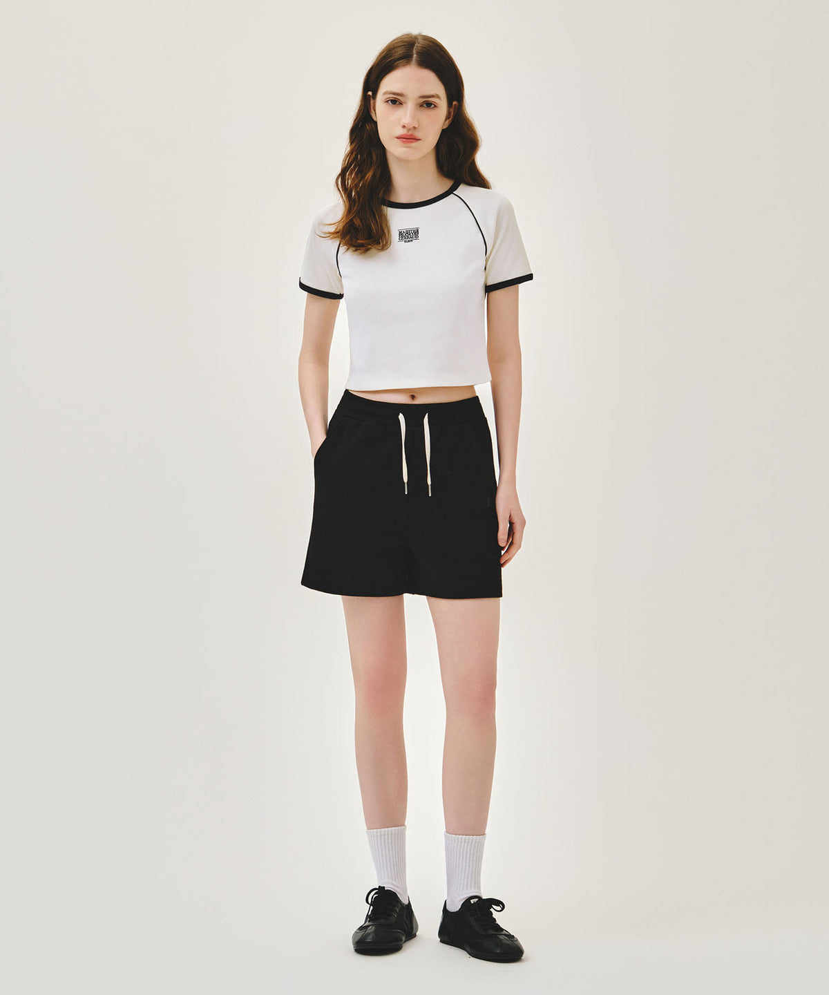 Marithe & Francois Girbaud - Aerocool Small Classic Logo Ringer Slim Crop Tee (Ivory) product image 5 | TRAB K-Fashion Australia