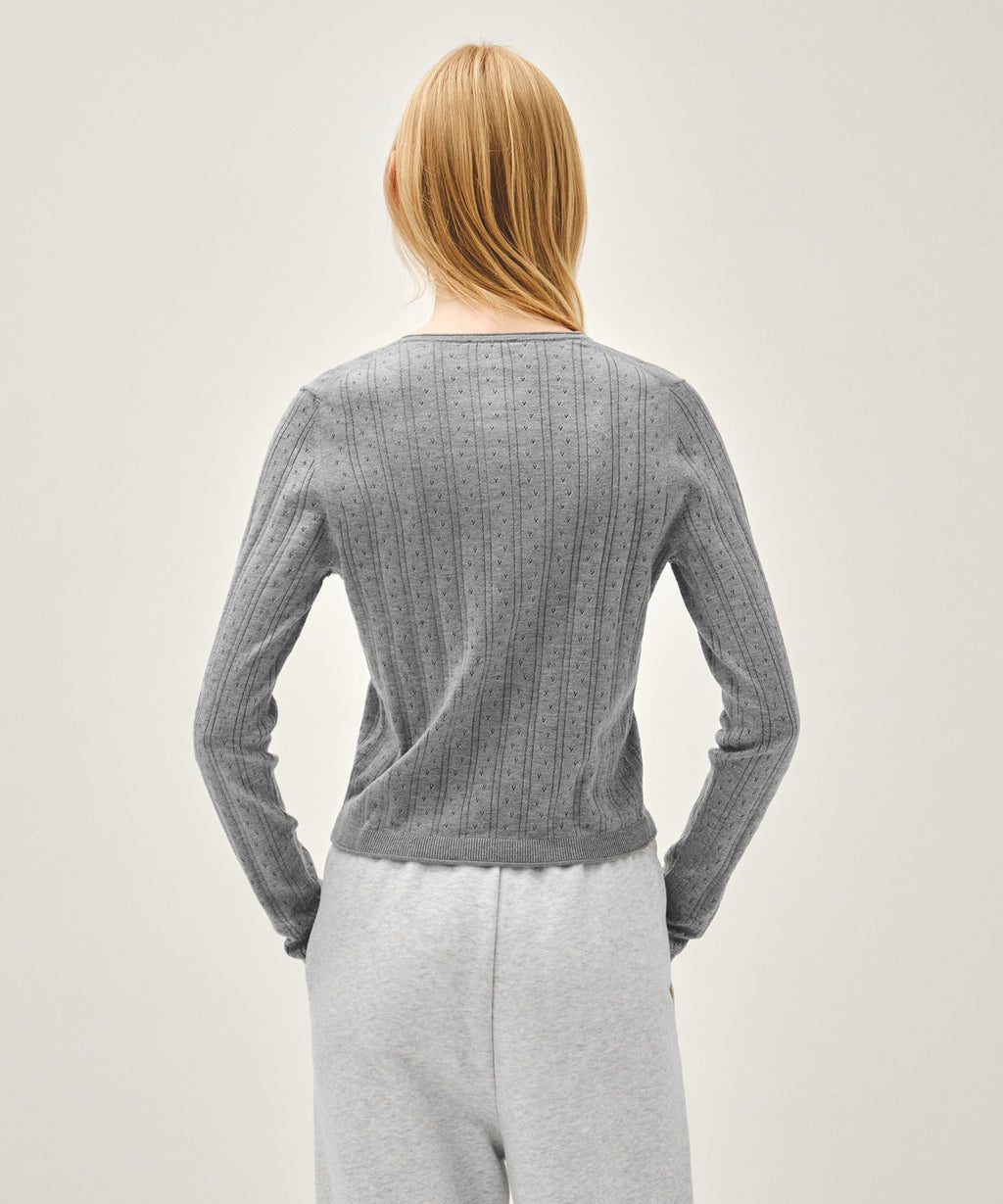 Marithe & Francois Girbaud - Crochet Half Button Knit (Melange Gray) product image 3 | TRAB K-Fashion Australia