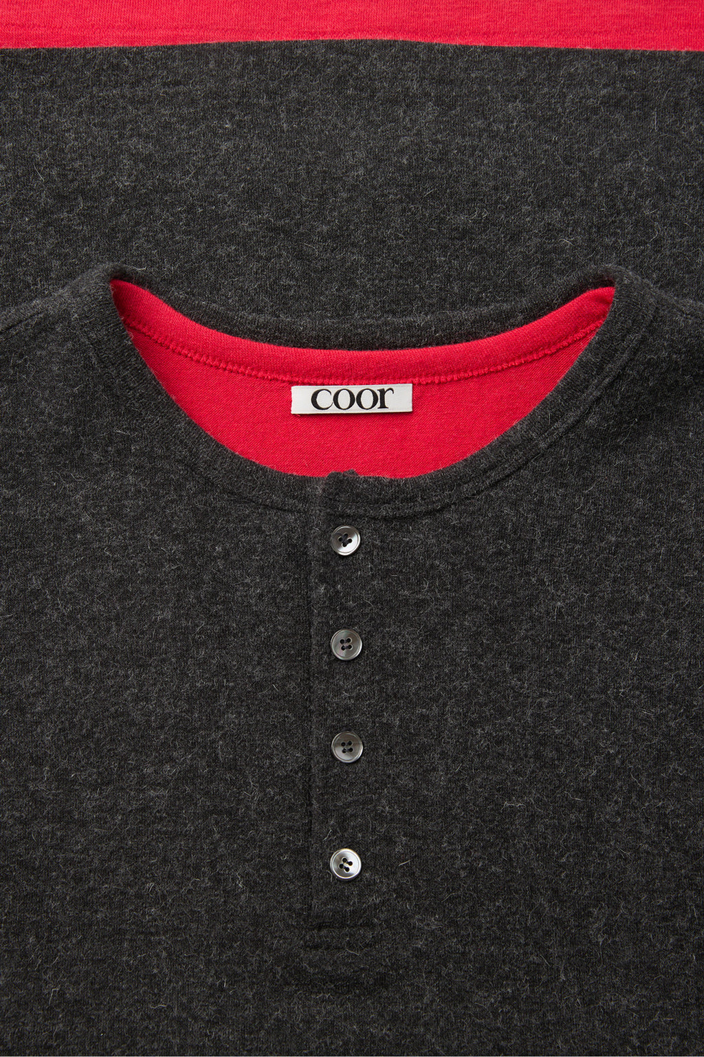 Coor - Hairy Henley Neck Layered T-Shirt (Charcoal) product image 5 | TRAB K-Fashion Australia