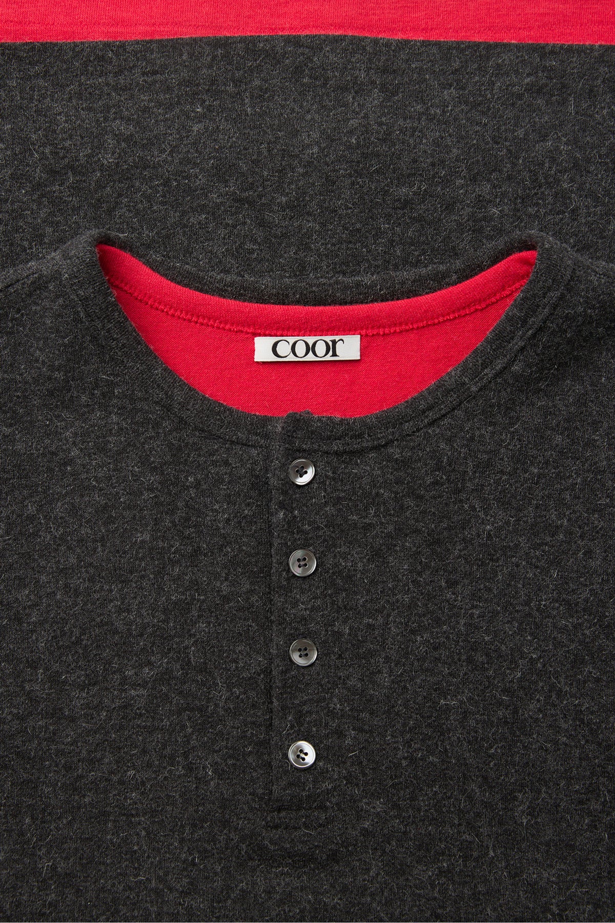 Coor - Hairy Henley Neck Layered T-Shirt (Charcoal) product image 5 | TRAB K-Fashion Australia