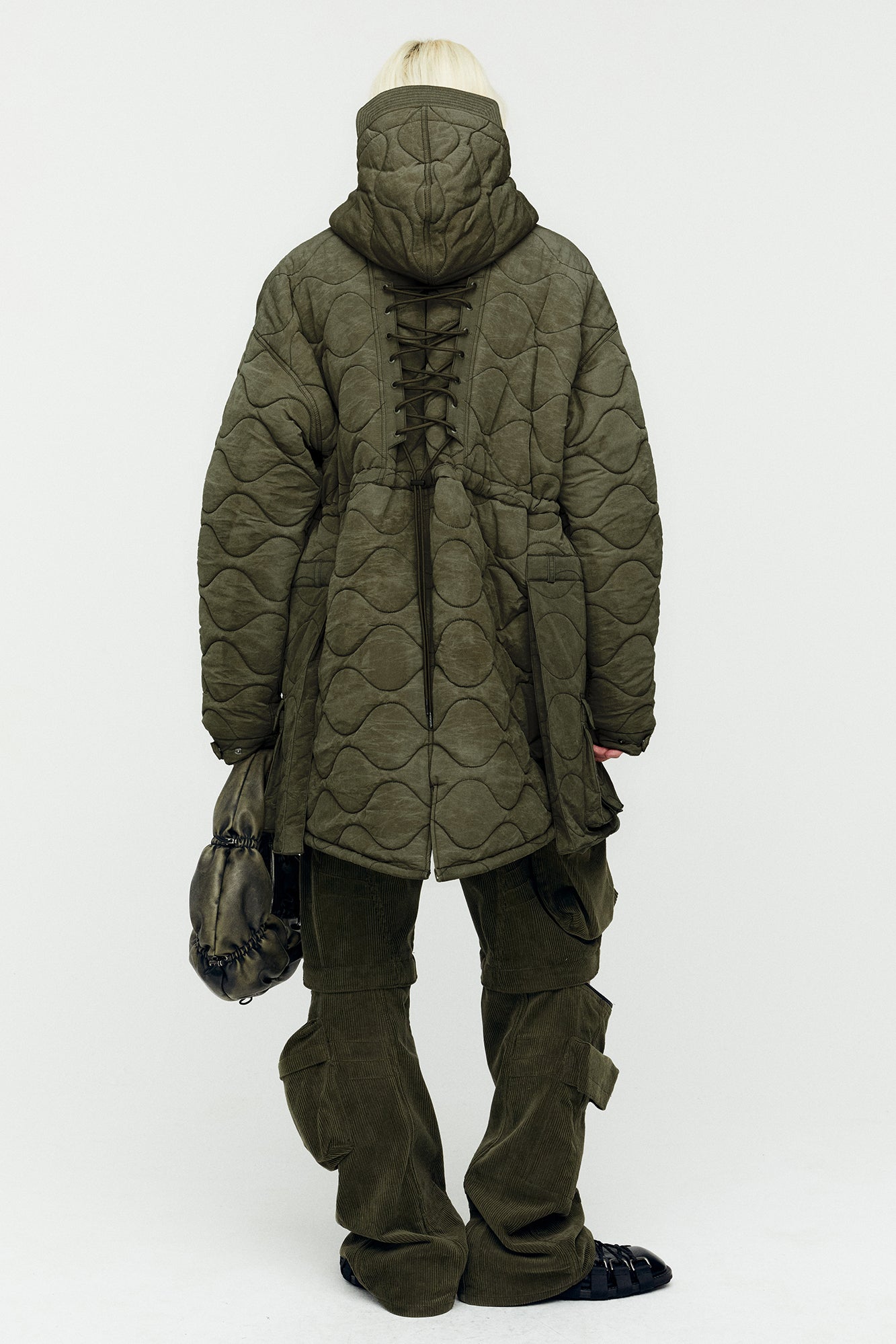 Andersson Bell - Lace-Up Fishtail Parka (Khaki) product image 2 | TRAB K-Fashion Australia