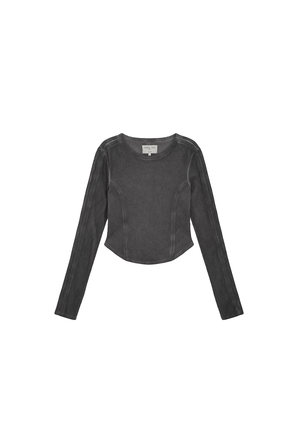 Matin Kim - Sleeve Binding Washed Top (Charcoal) product image 1 | TRAB K-Fashion Australia