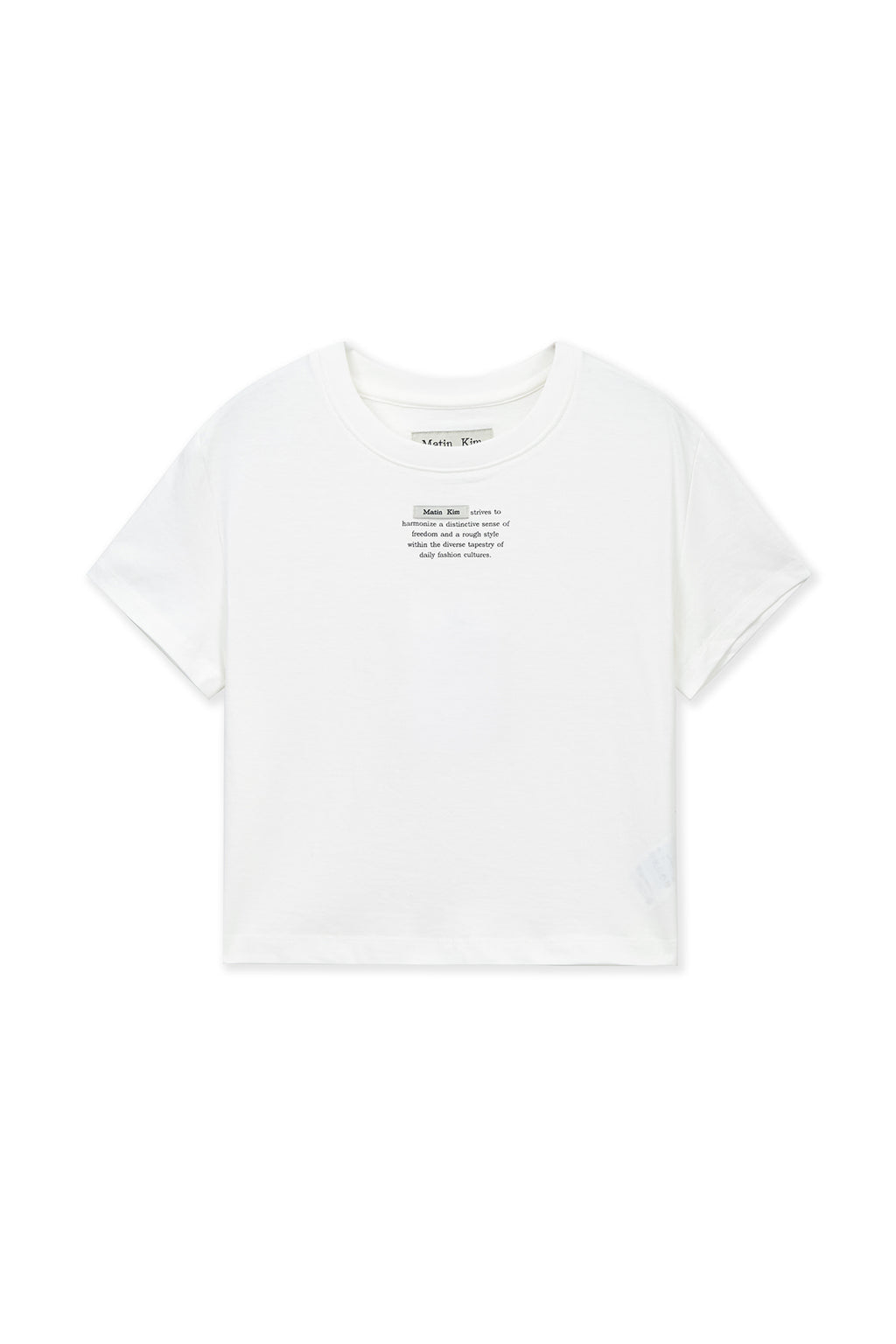 Matin Kim - Label Point Lettering Crop Top (White) product image 1 | TRAB K-Fashion Australia