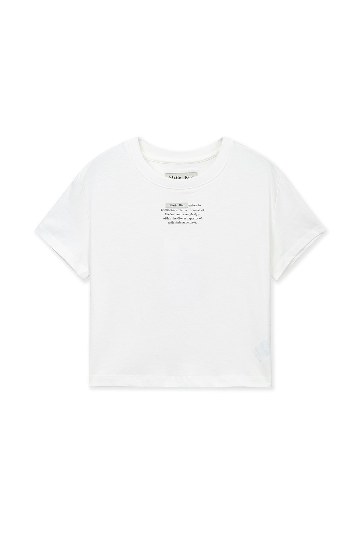 Matin Kim - Label Point Lettering Crop Top (White) product image 1 | TRAB K-Fashion Australia