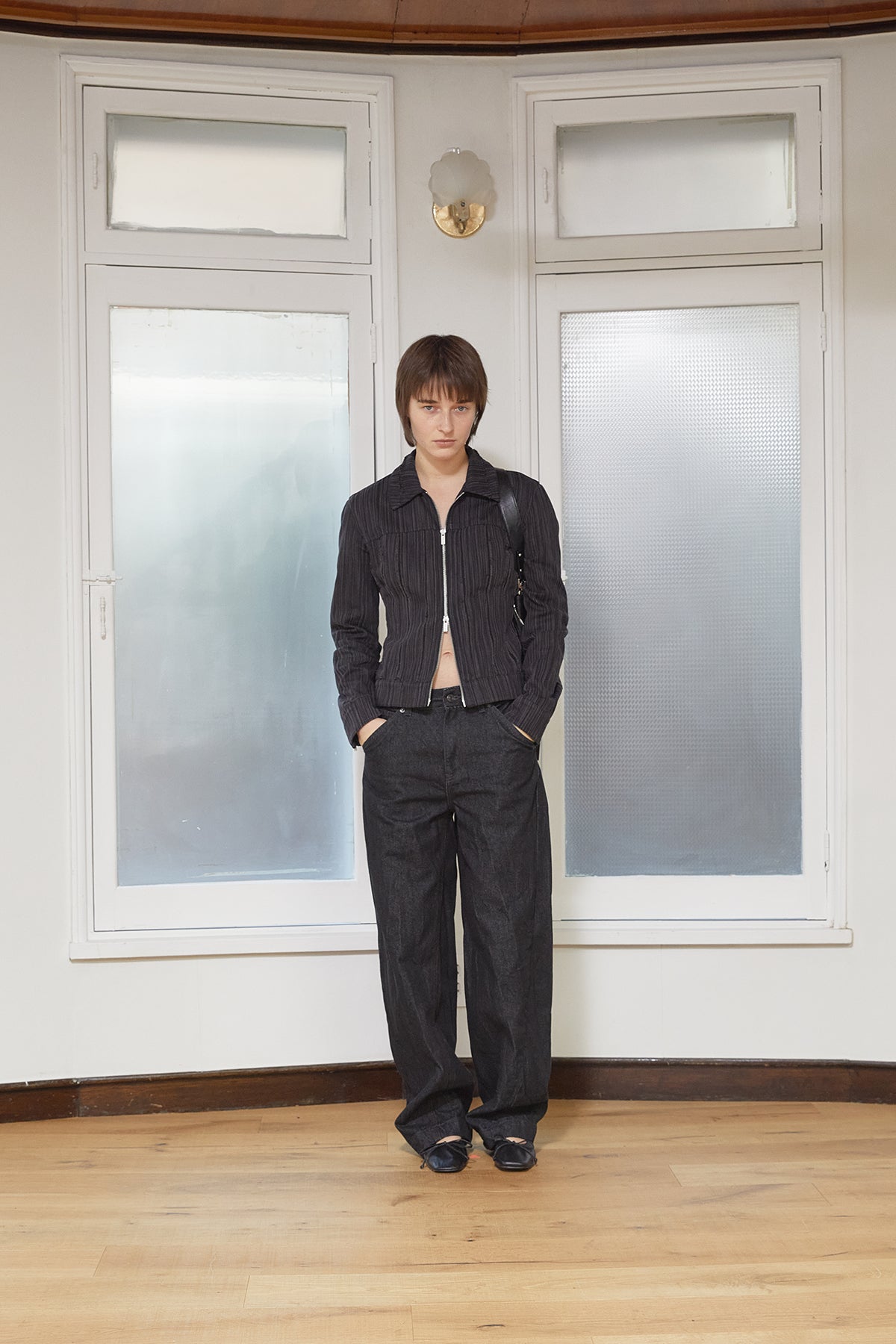 Matin Kim - Cut Out Slim Zip Up Jumper (Charcoal) product image 10 | TRAB K-Fashion Australia