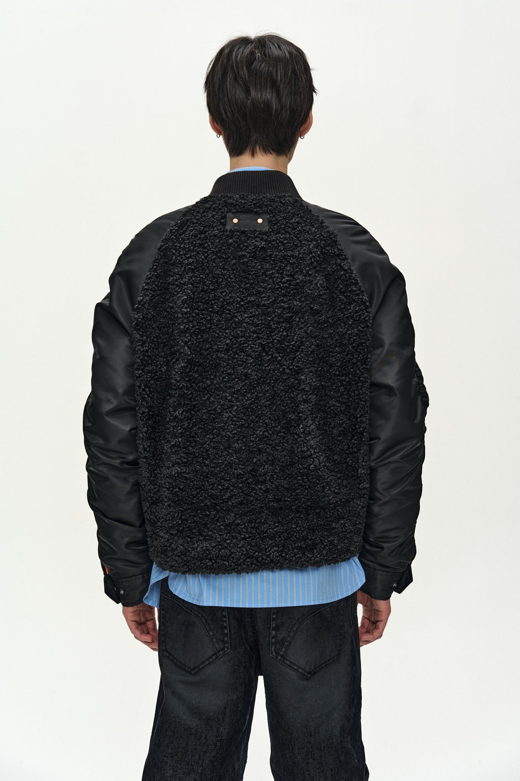 Andersson Bell - Fur Nylon Raglan Bomber Jacket (black) (Black) product image 6 | TRAB K-Fashion Australia
