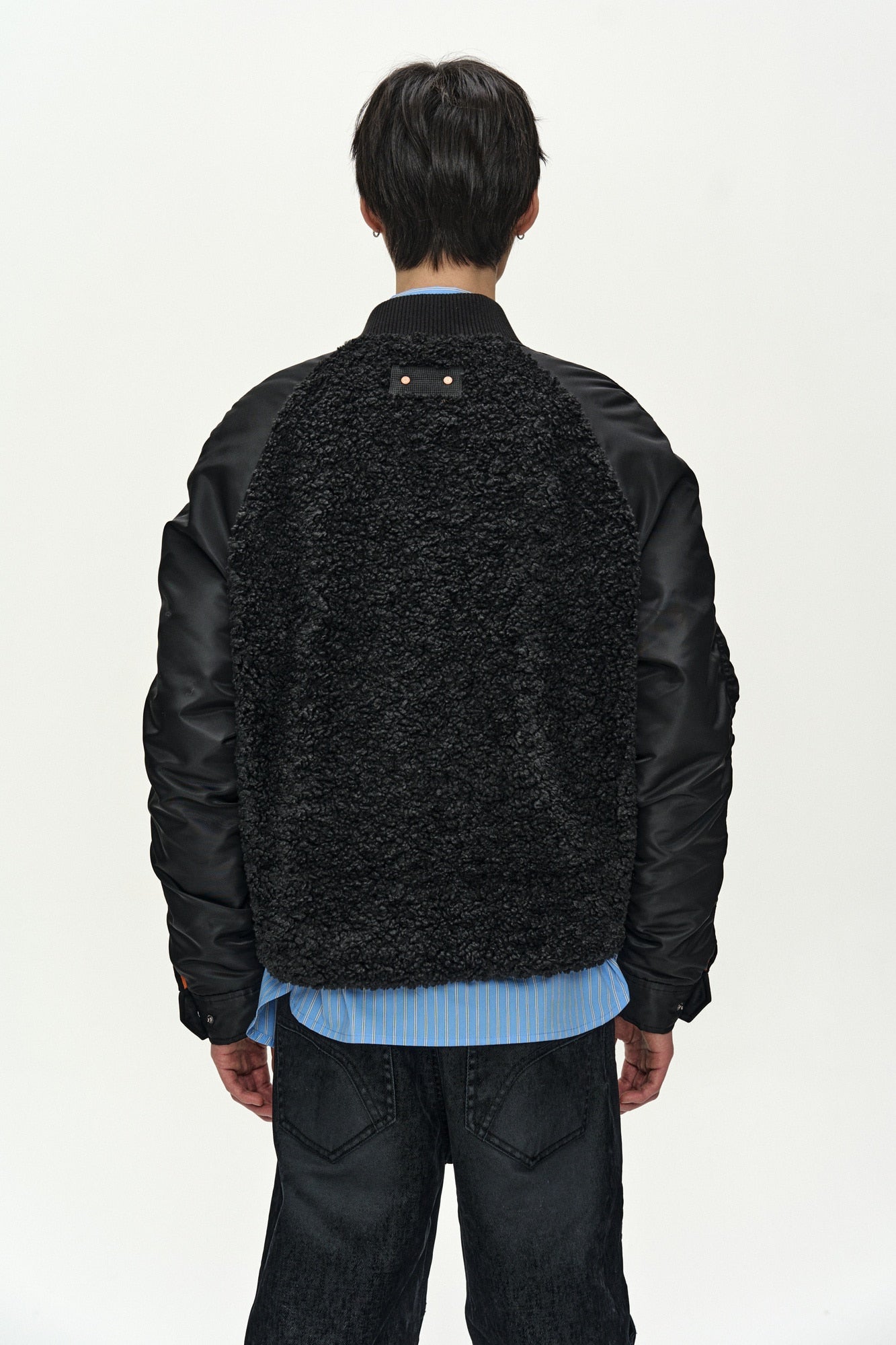 Andersson Bell - Fur Nylon Raglan Bomber Jacket (black) (Black) product image 6 | TRAB K-Fashion Australia