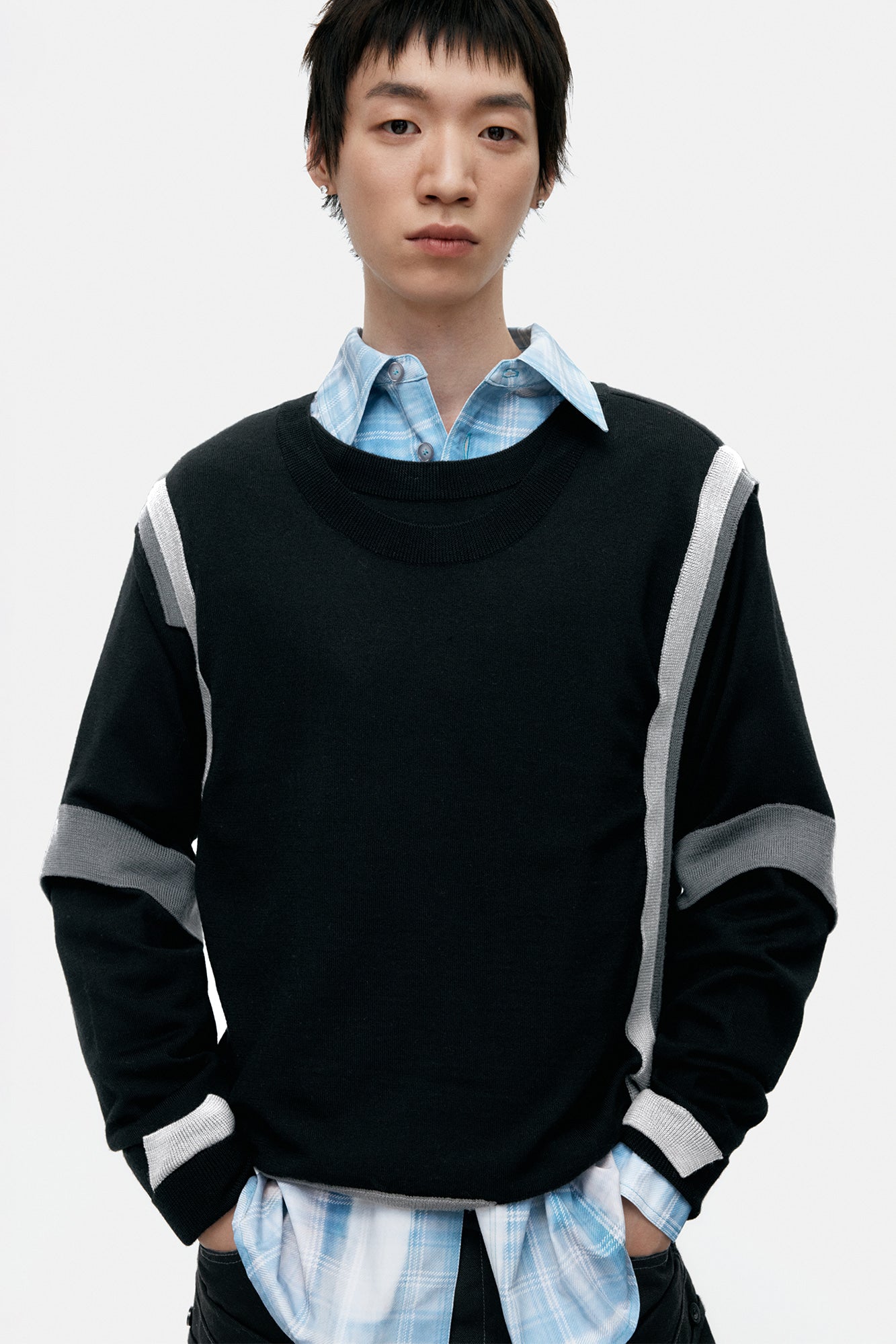 Andersson Bell - Layered Crewneck Sweater (Black) product image 3 | TRAB K-Fashion Australia