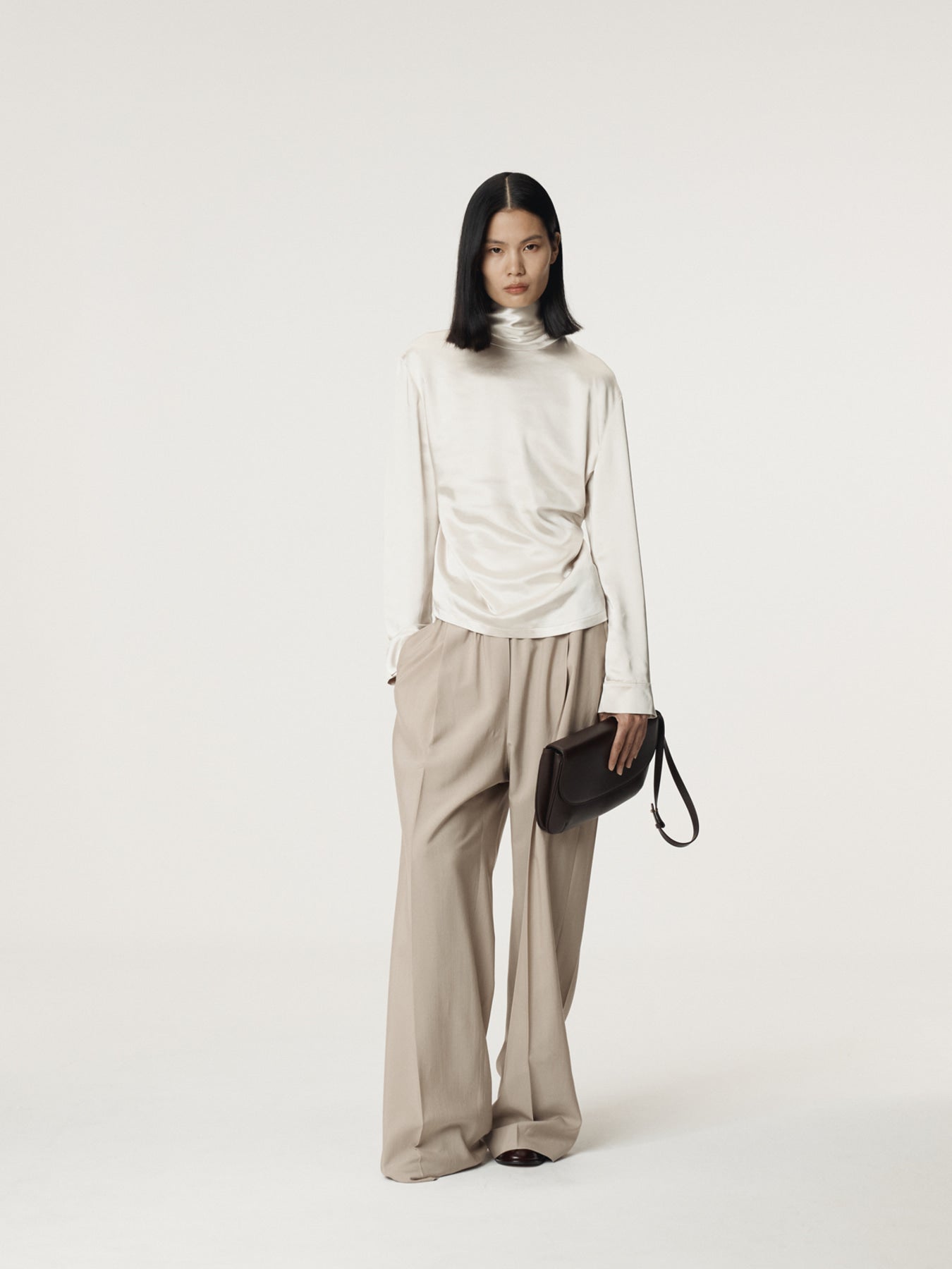 Recto - Open Back Scarf Satin Blouse (Pale Beige) product image 5 | TRAB K-Fashion Australia