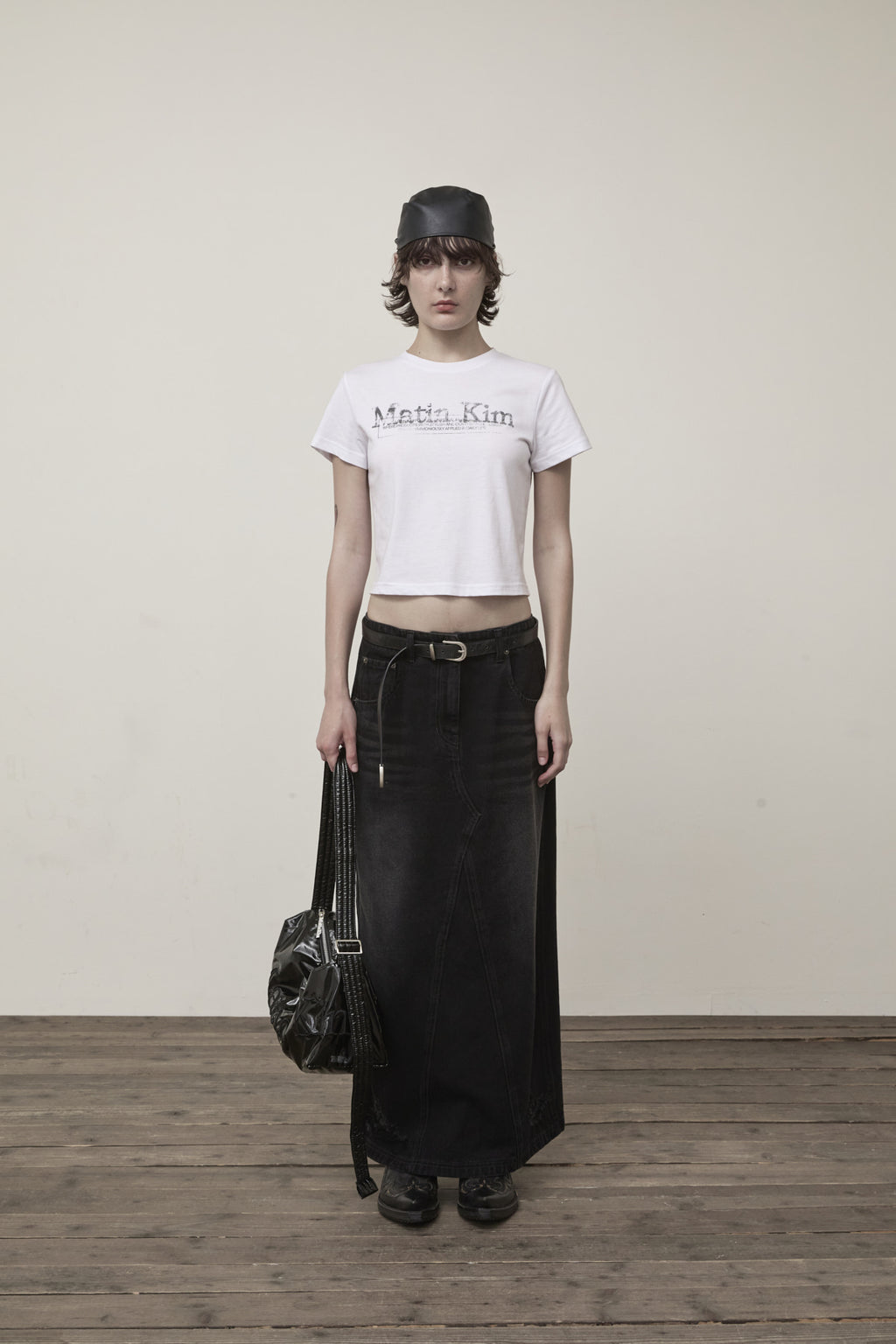 Matin Kim - Stamp Logo Graphic Crop Top (White) product image 6 | TRAB K-Fashion Australia