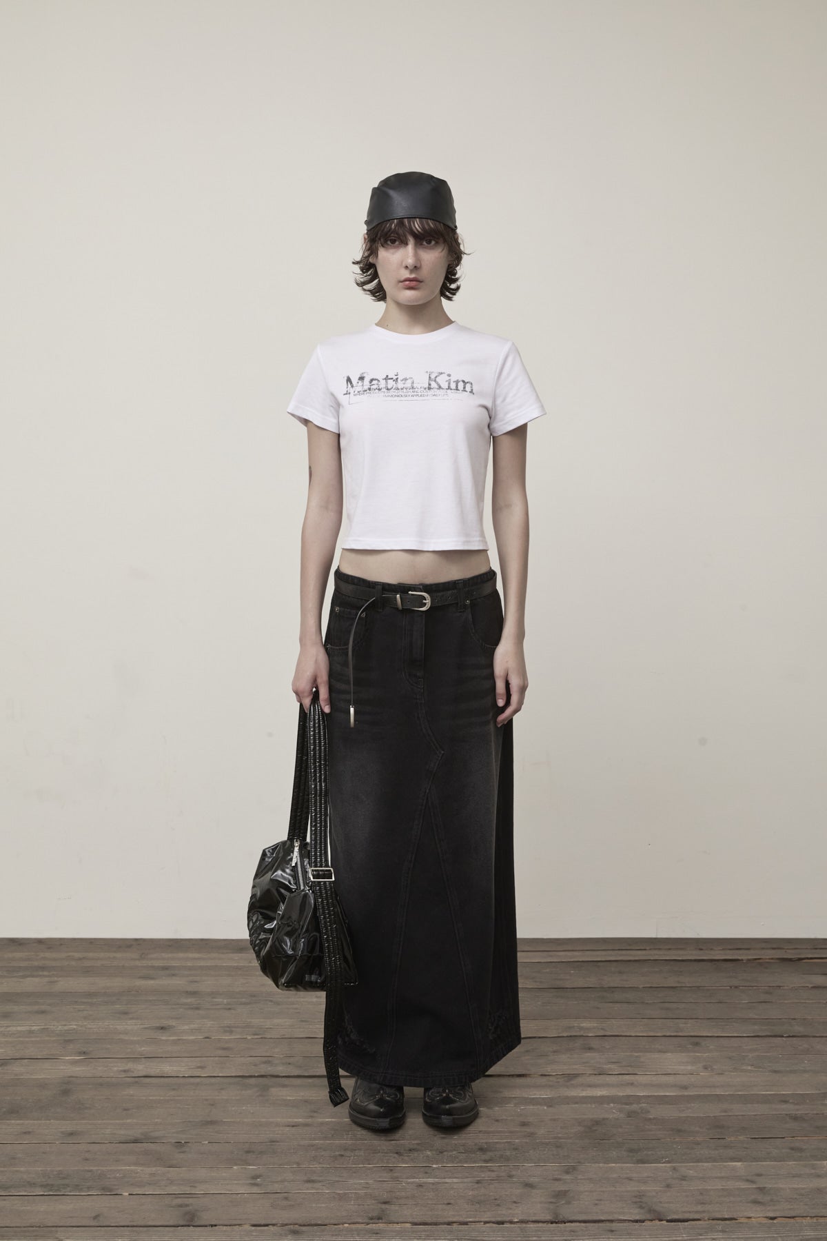 Matin Kim - Stamp Logo Graphic Crop Top (White) product image 6 | TRAB K-Fashion Australia
