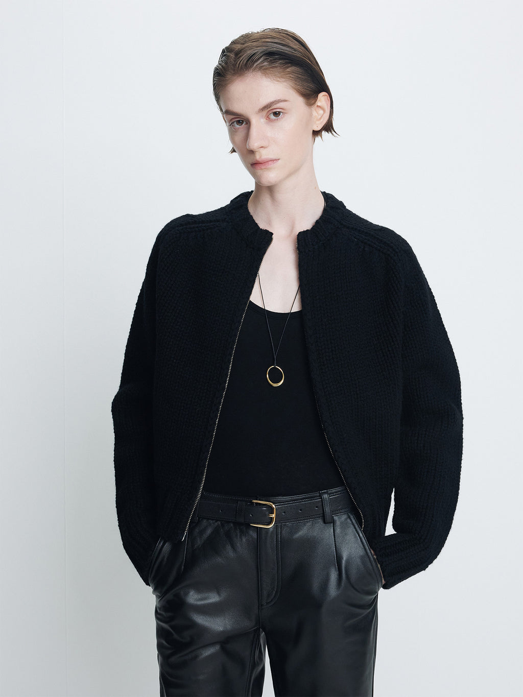 Tonywack - Shetland Wool Knitted Zip Blouson (Black) product image 4 | TRAB K-Fashion Australia