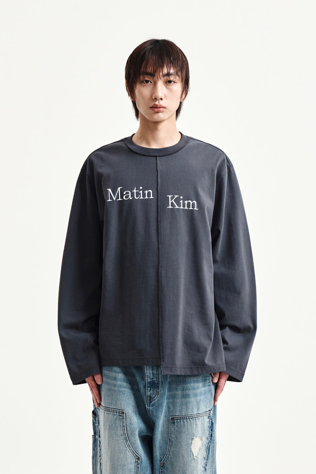 Matin Kim - Asymmetric Logo Top (Charcoal) product image 10 | TRAB K-Fashion Australia
