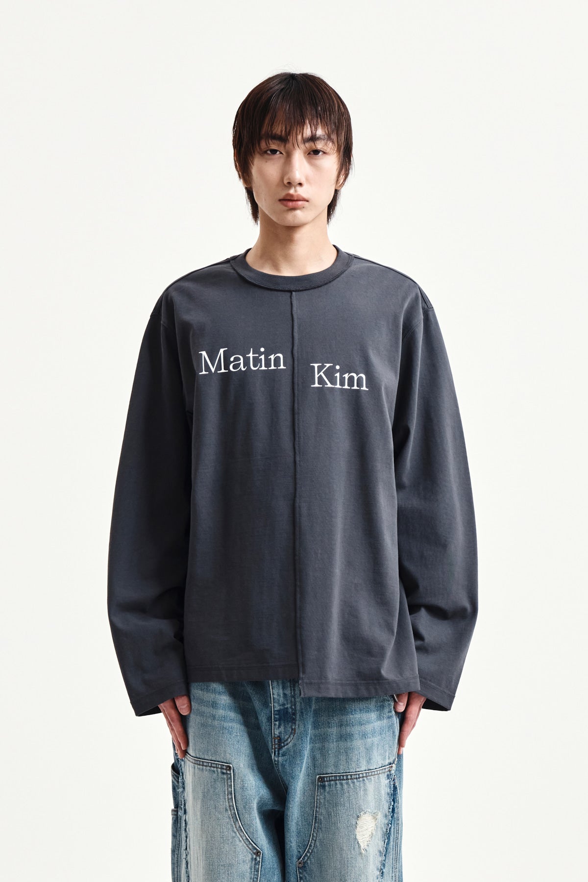 Matin Kim - Asymmetric Logo Top (Charcoal) product image 10 | TRAB K-Fashion Australia