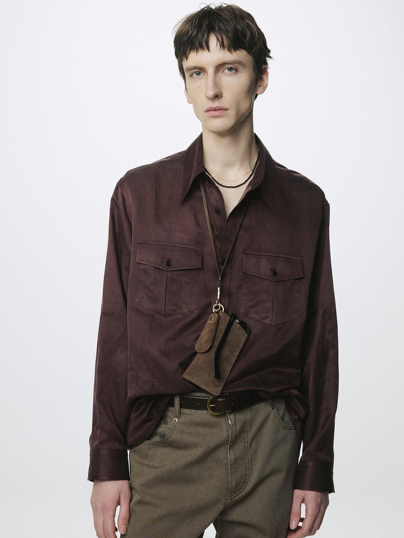 Tonywack - Silk Cotton Double Pocket Shirt (Vintage Maroon) product image 5 | TRAB K-Fashion Australia