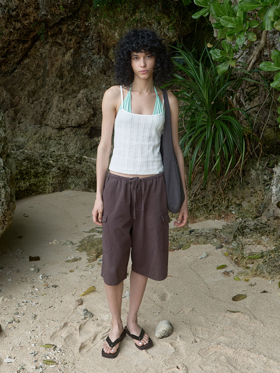 Kijun - Crinkled Knit Tank Top (Off-White) product image 4 | TRAB K-Fashion Australia