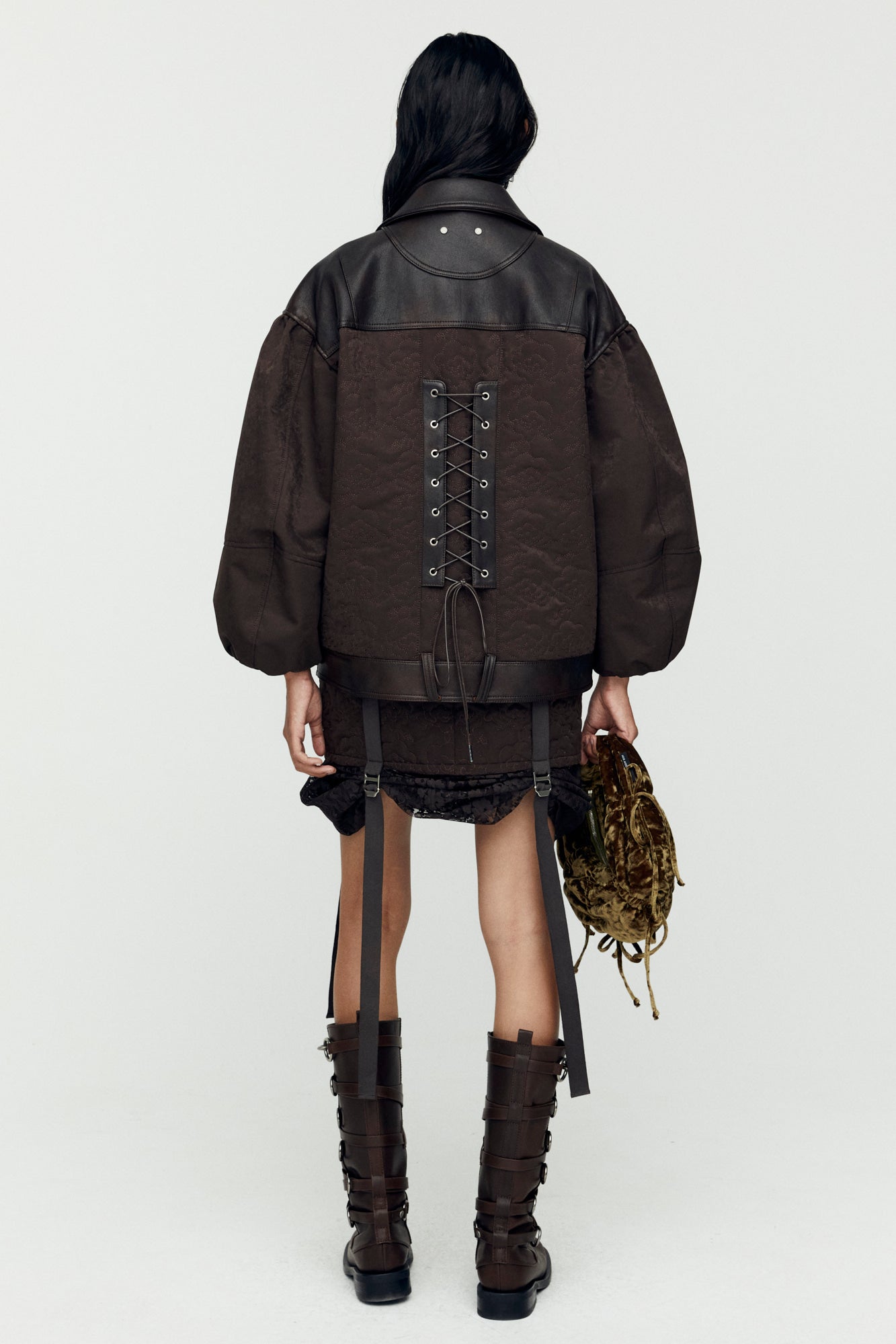 Andersson Bell - Maeve Puff Sleeves Leather Jacket (Brown) product image 3 | TRAB K-Fashion Australia