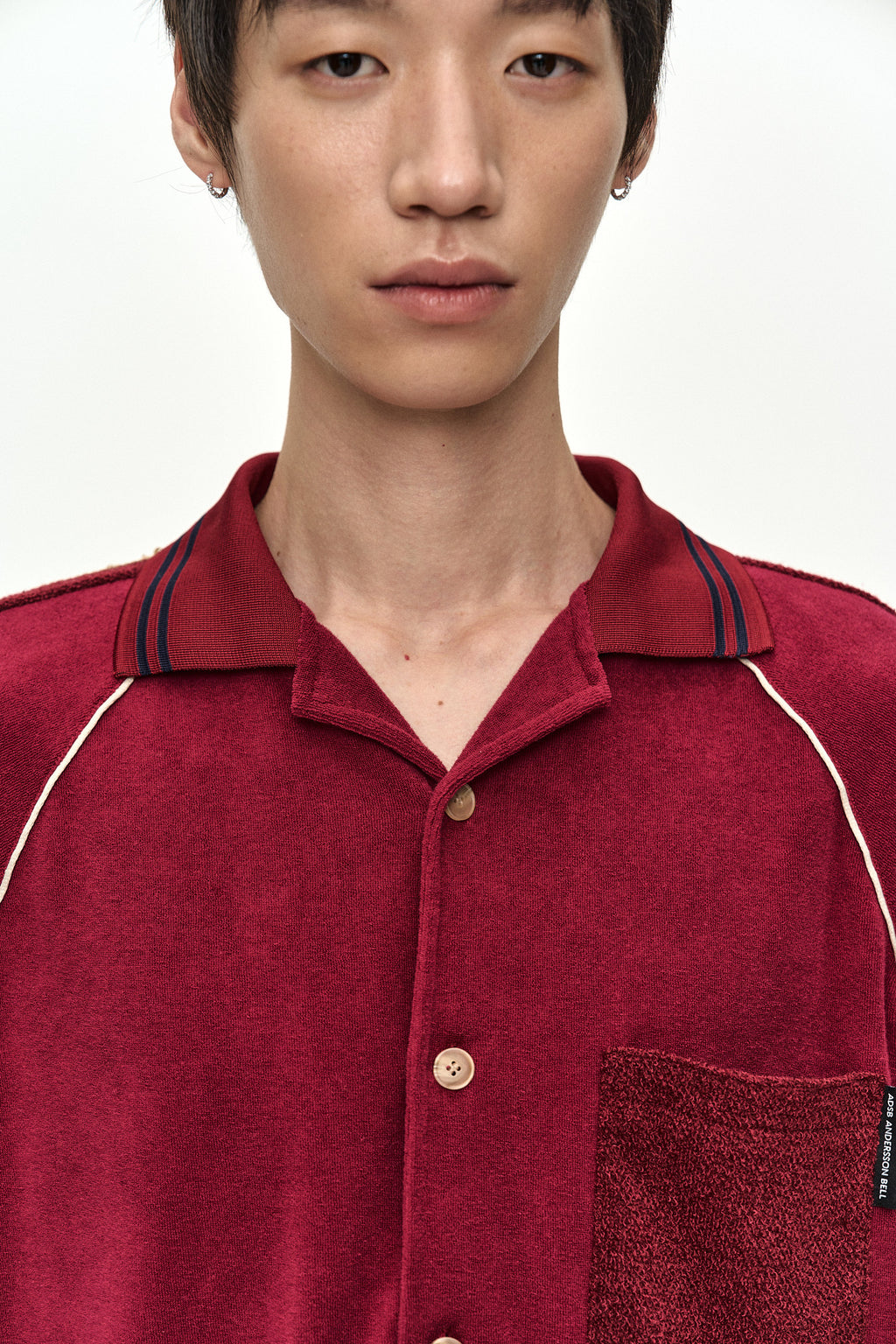 Andersson Bell - Lagos Terry Open Collar Shirt (Wine) product image 7 | TRAB K-Fashion Australia