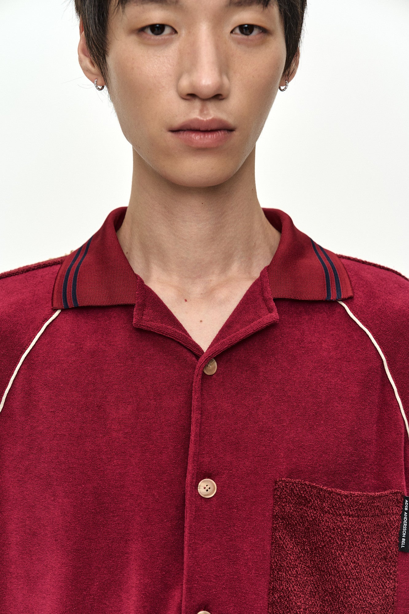 Andersson Bell - Lagos Terry Open Collar Shirt (Wine) product image 7 | TRAB K-Fashion Australia
